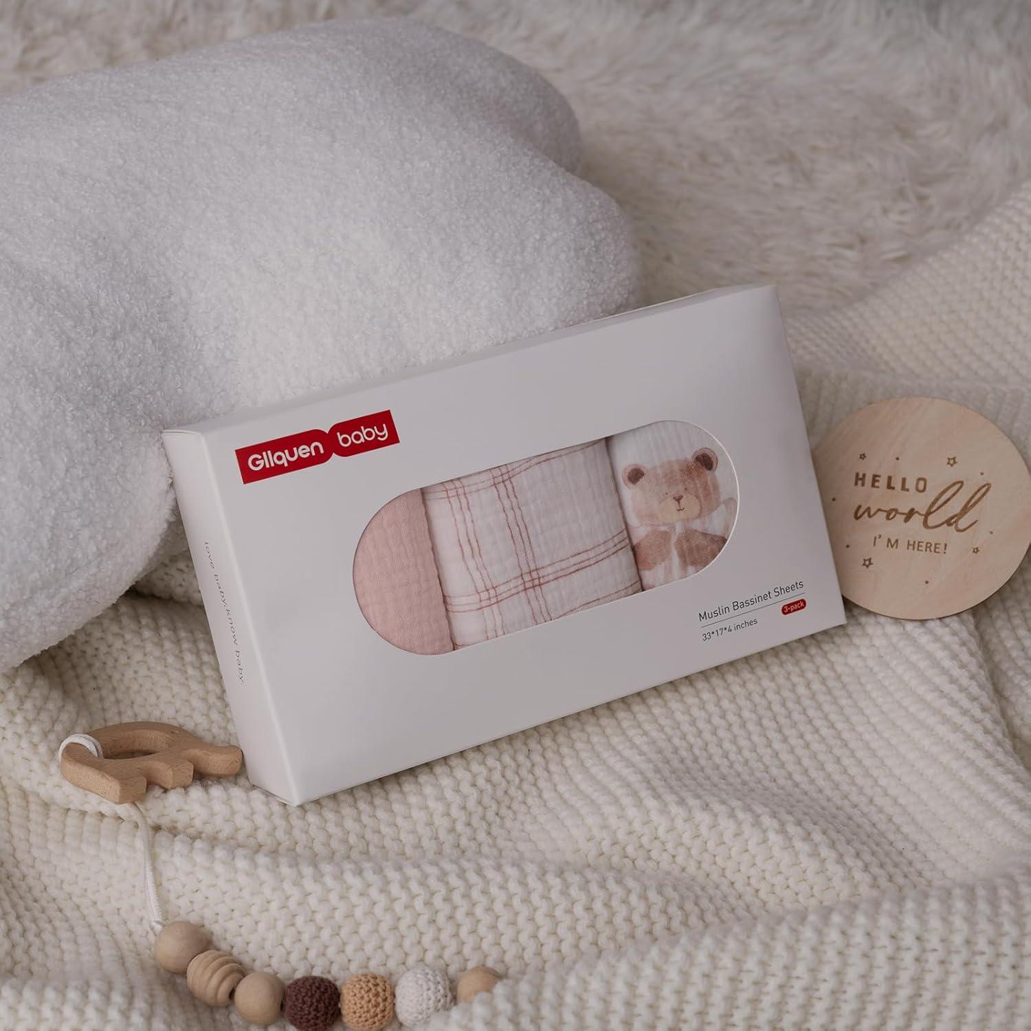 Sábanas de Muselina para Cuna Gllquen 3 Paquete Algodón