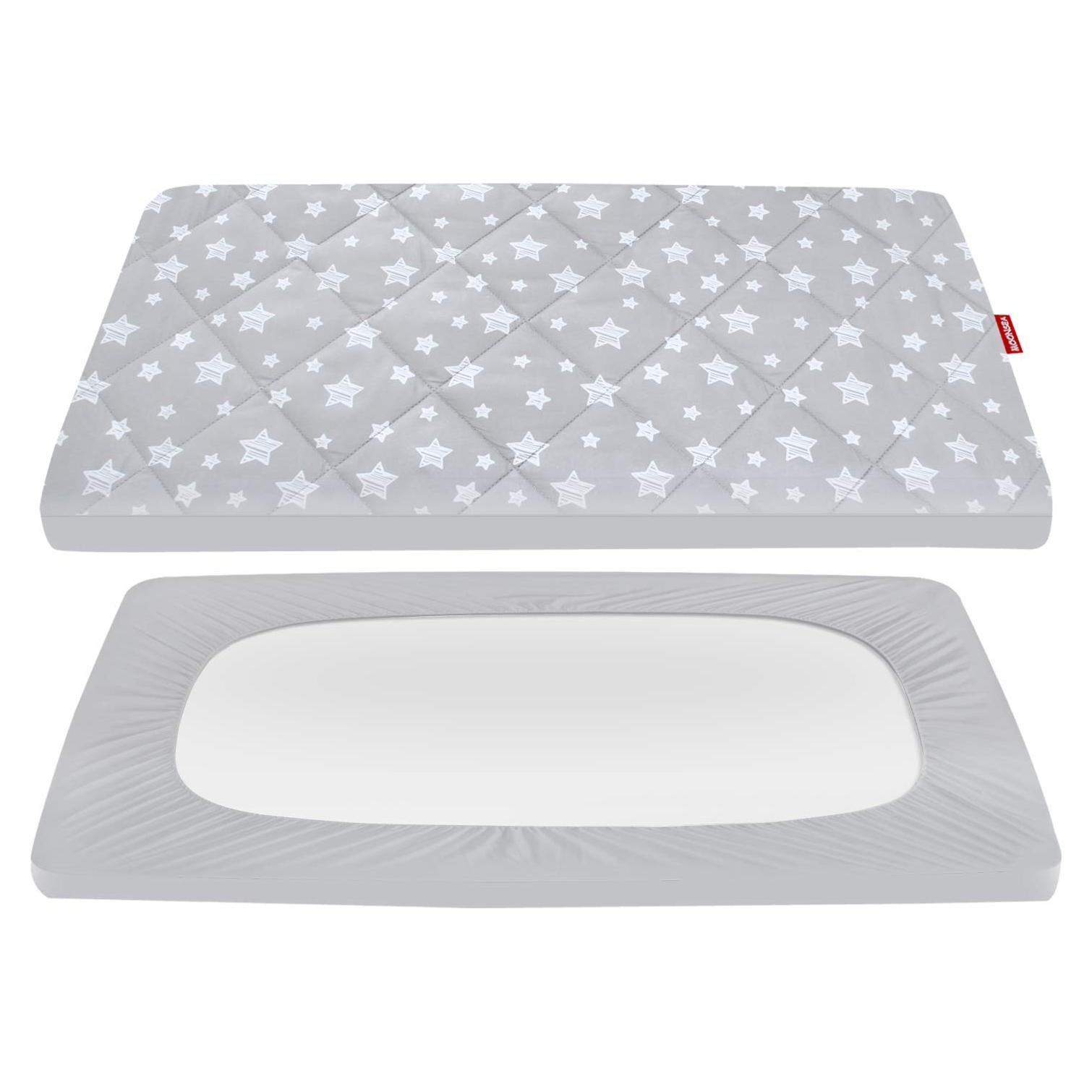 Sábana Ajustada Moonsea para Pack and Play 99x68.6cm Estrella Gris