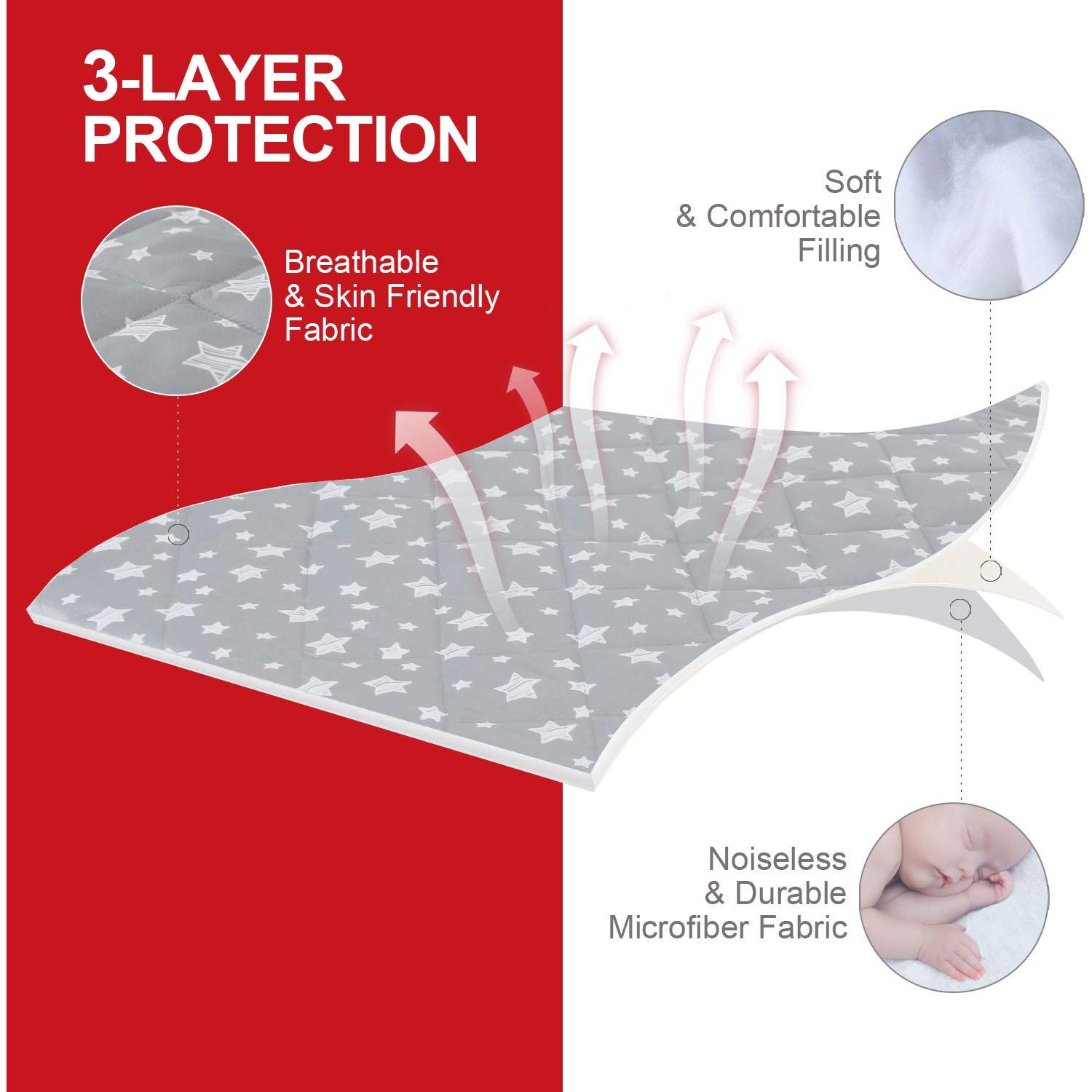 Sábana Ajustada Moonsea para Pack and Play 99x68.6cm Estrella Gris