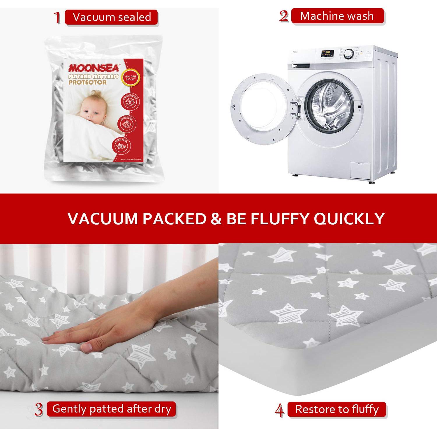 Sábana Ajustada Moonsea para Pack and Play 99x68.6cm Estrella Gris