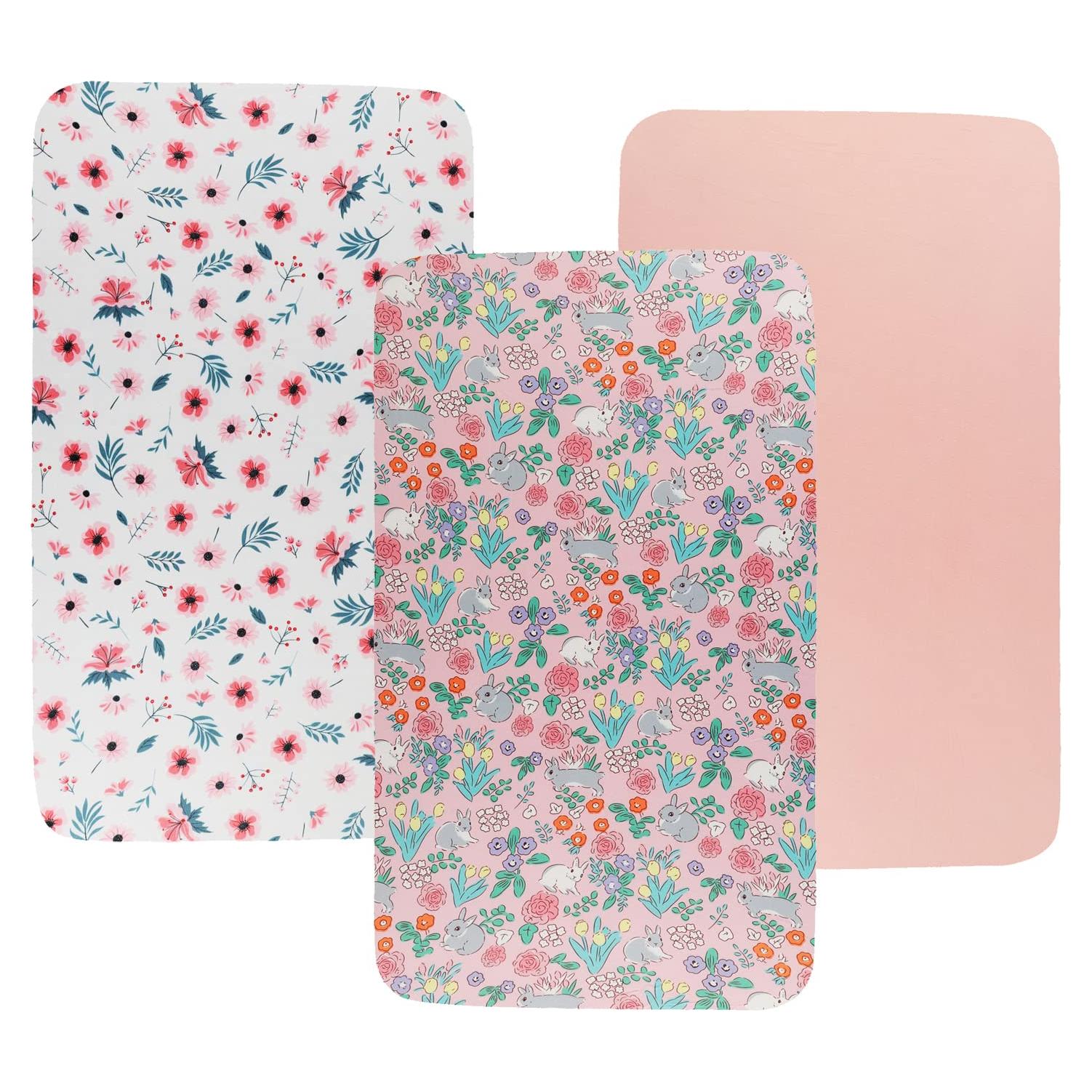 Juego de Sábanas para Cuna Tontukatu 3 Piezas Floral Rosa
