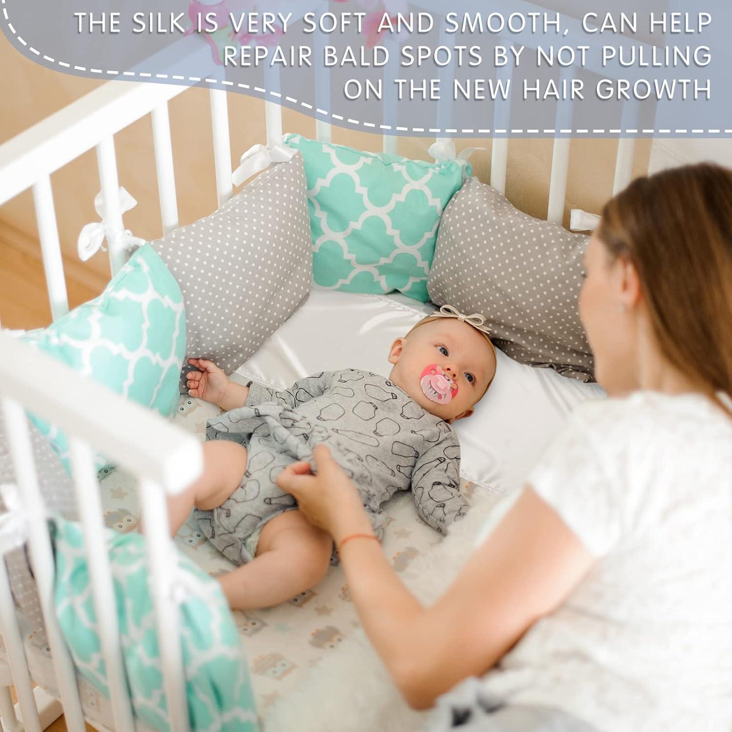 Sábanas de Cuna de Satén Hosuly 2 Pcs Gris y Blanco 74x30.5cm