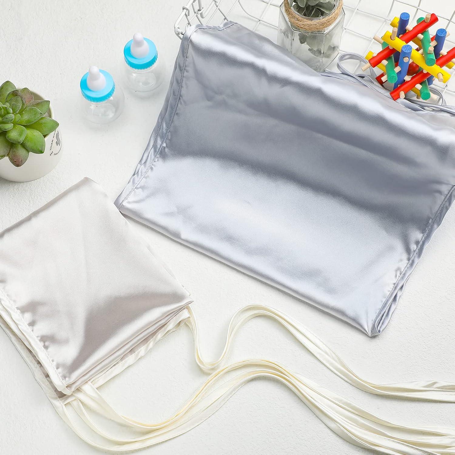 Sábanas de Cuna de Satén Hosuly 2 Pcs Gris y Blanco 74x30.5cm