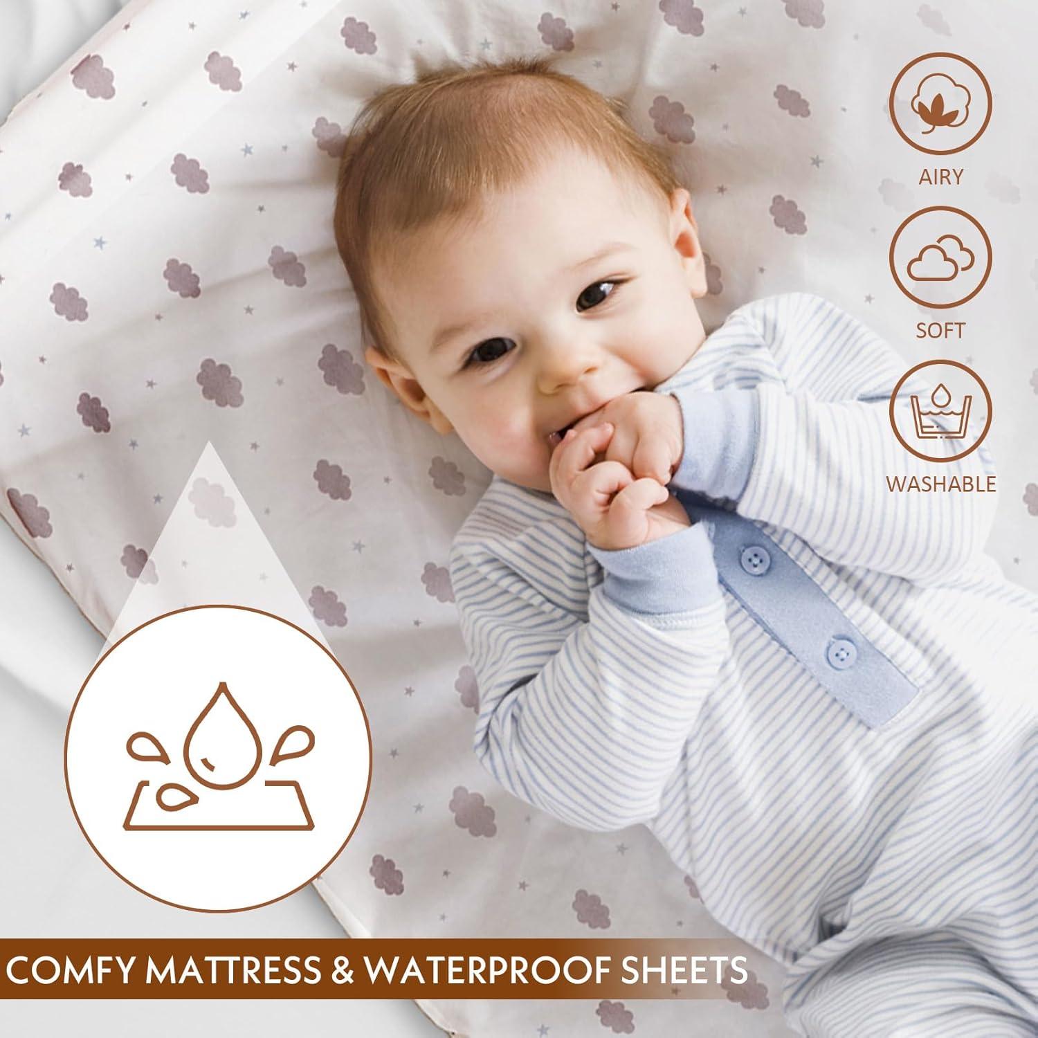 Cuna Mecedora Hichangto 3 en 1 Ajustable 6 Alturas Gris Claro