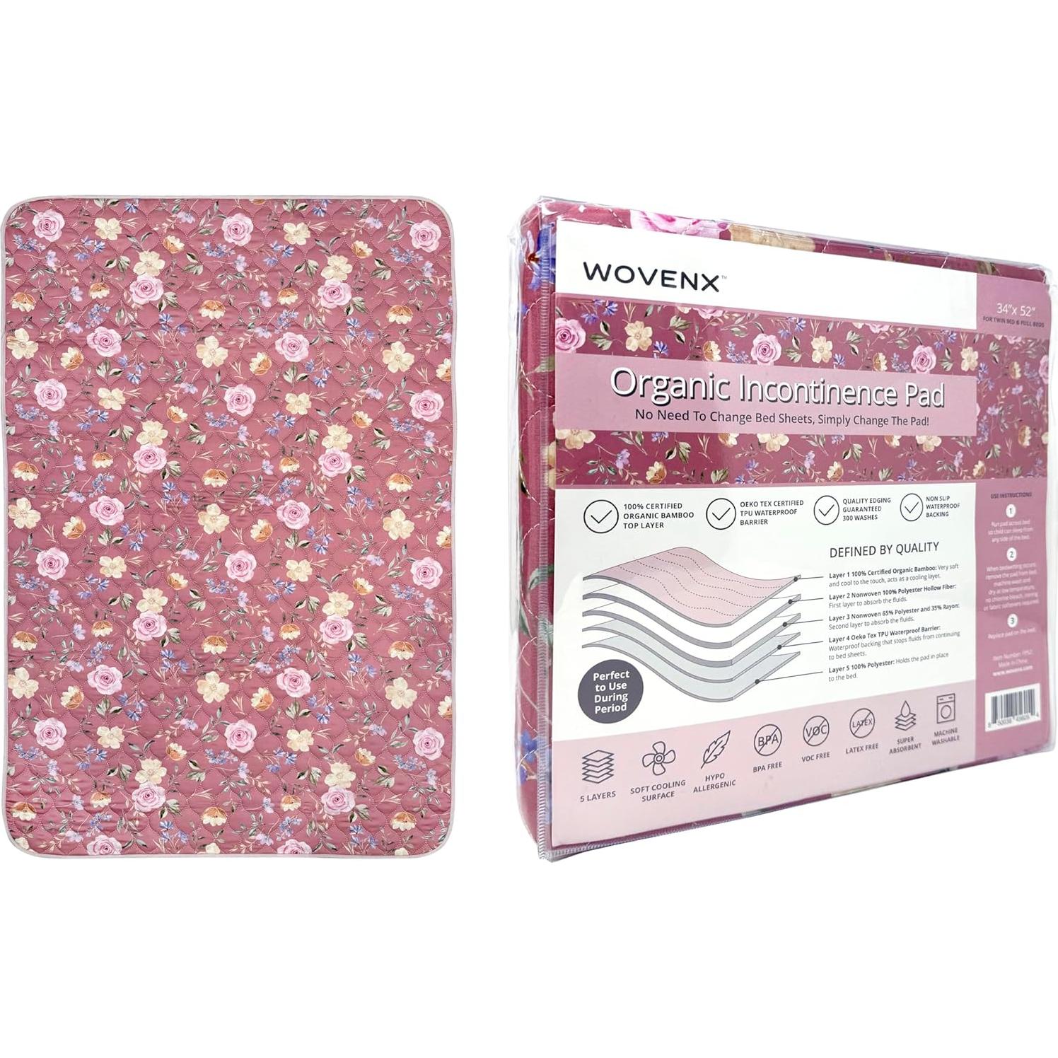 Almohadilla Orgánica Reutilizable WovenX 86x132 cm para Incontinencia