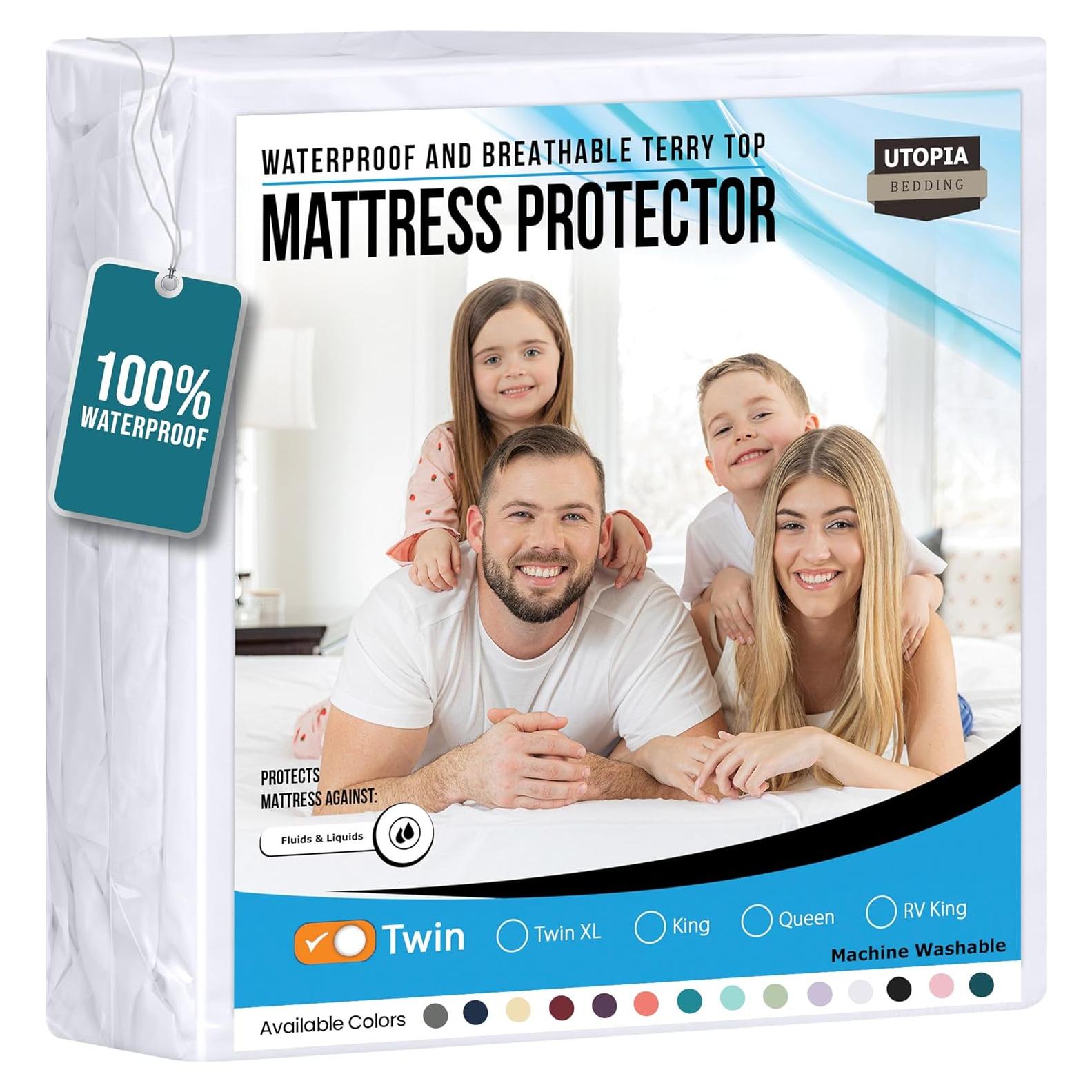 Protector de Colchón Impermeable Utopia Bedding Individual 200 GSM