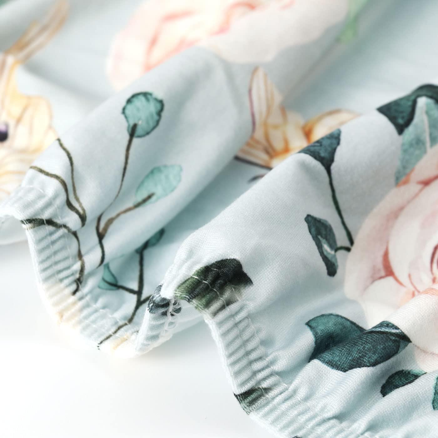 Juego de Sábanas Ajustadas GRSSDER para Mini Cuna 2 Piezas Floral