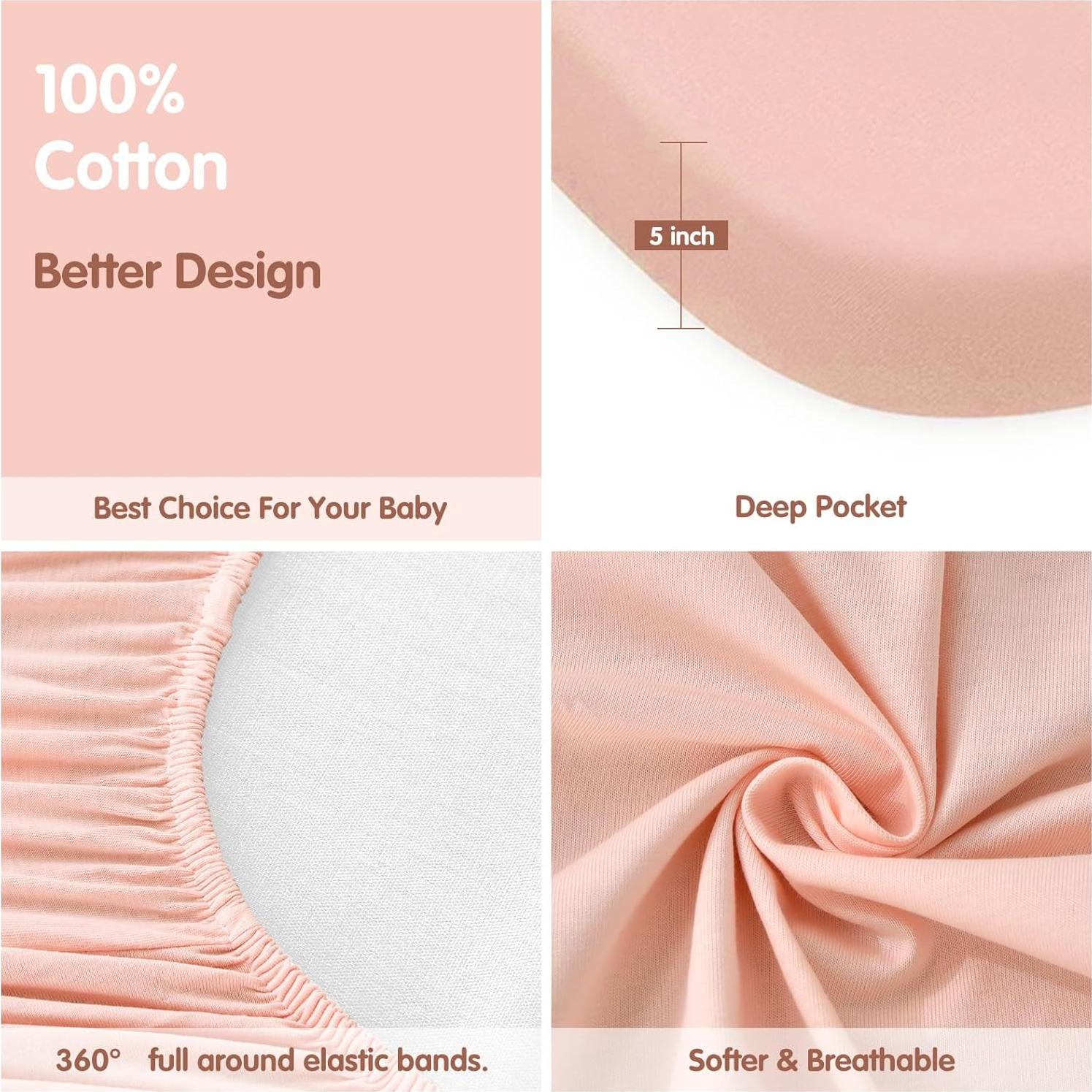 Sábanas Ajustadas para Cuna MEILA 100% Algodón 84x51 cm