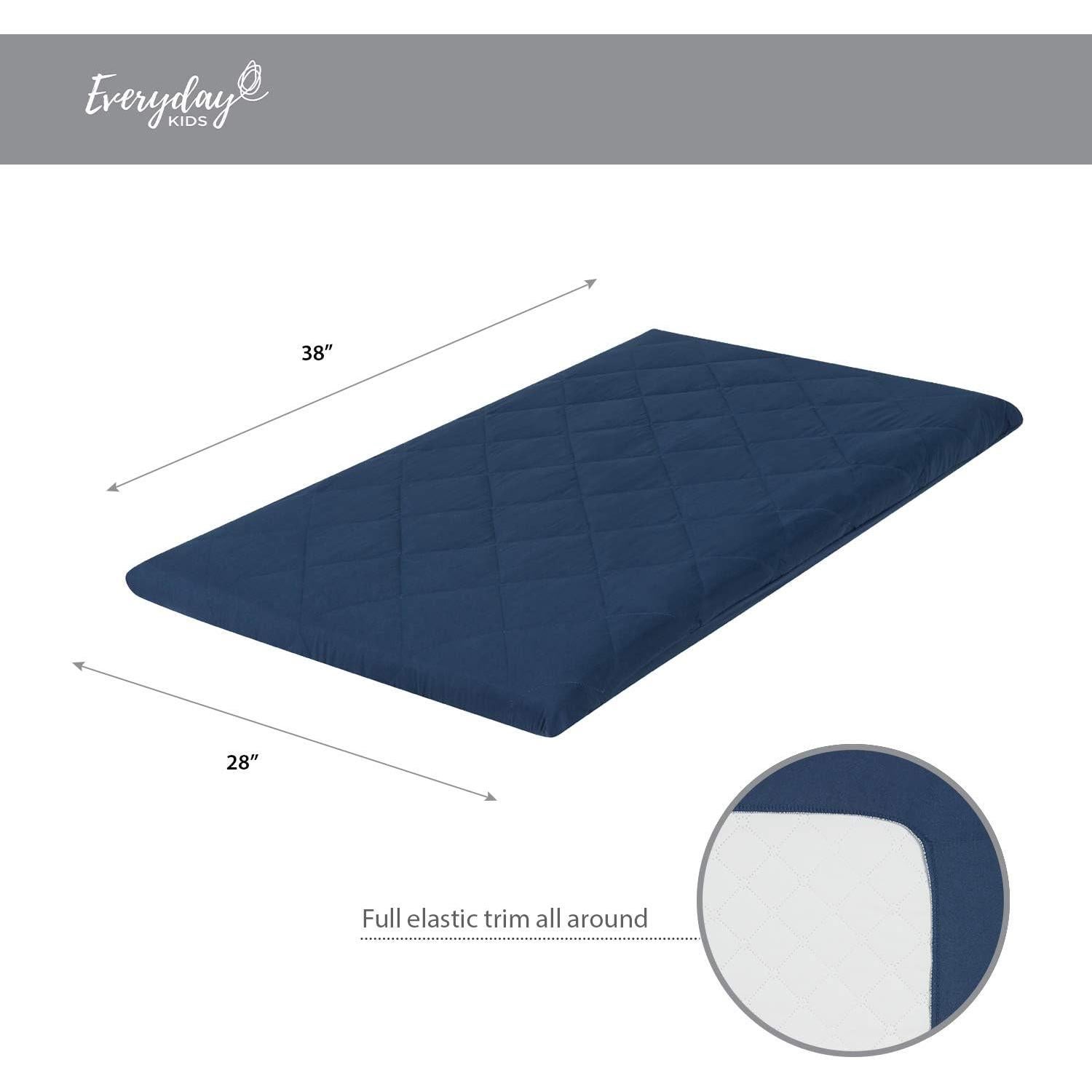 Sábana Acolchada para Cuna Portátil Everyday Kids 96.5x71.1cm Azul Marino