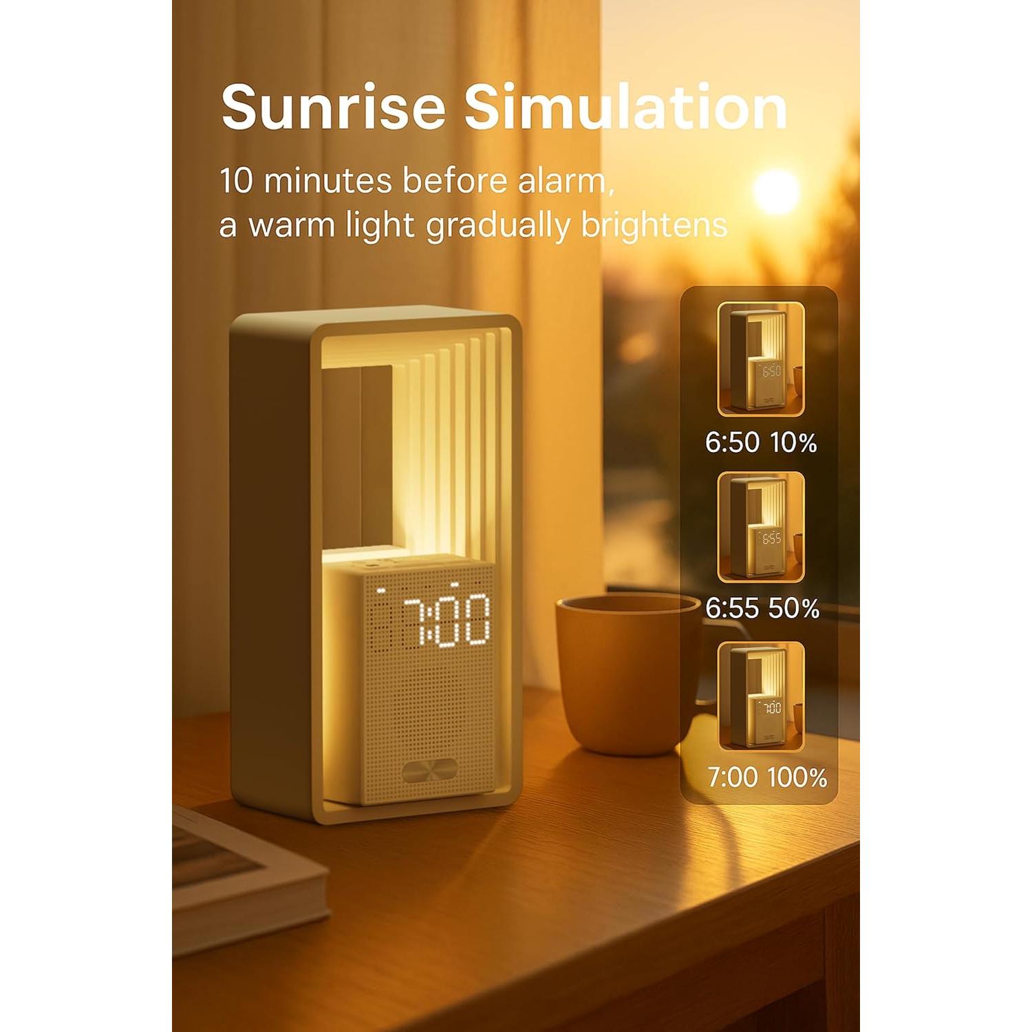 Reloj Despertador de Amanecer Bokefo A45-W con Luz y Sonidos