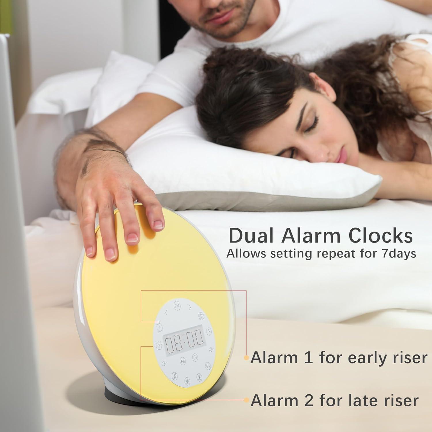 Reloj Despertador ANTDAIS con Luz de Amanecer y Sonidos