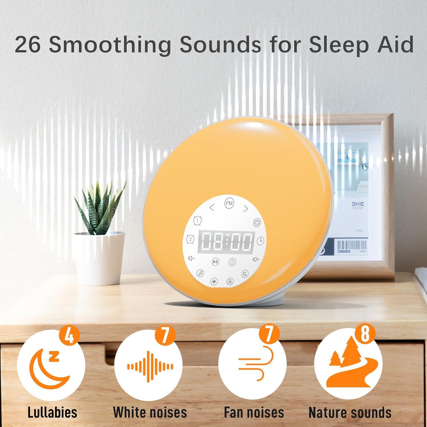 Reloj Despertador ANTDAIS con Luz de Amanecer y Sonidos