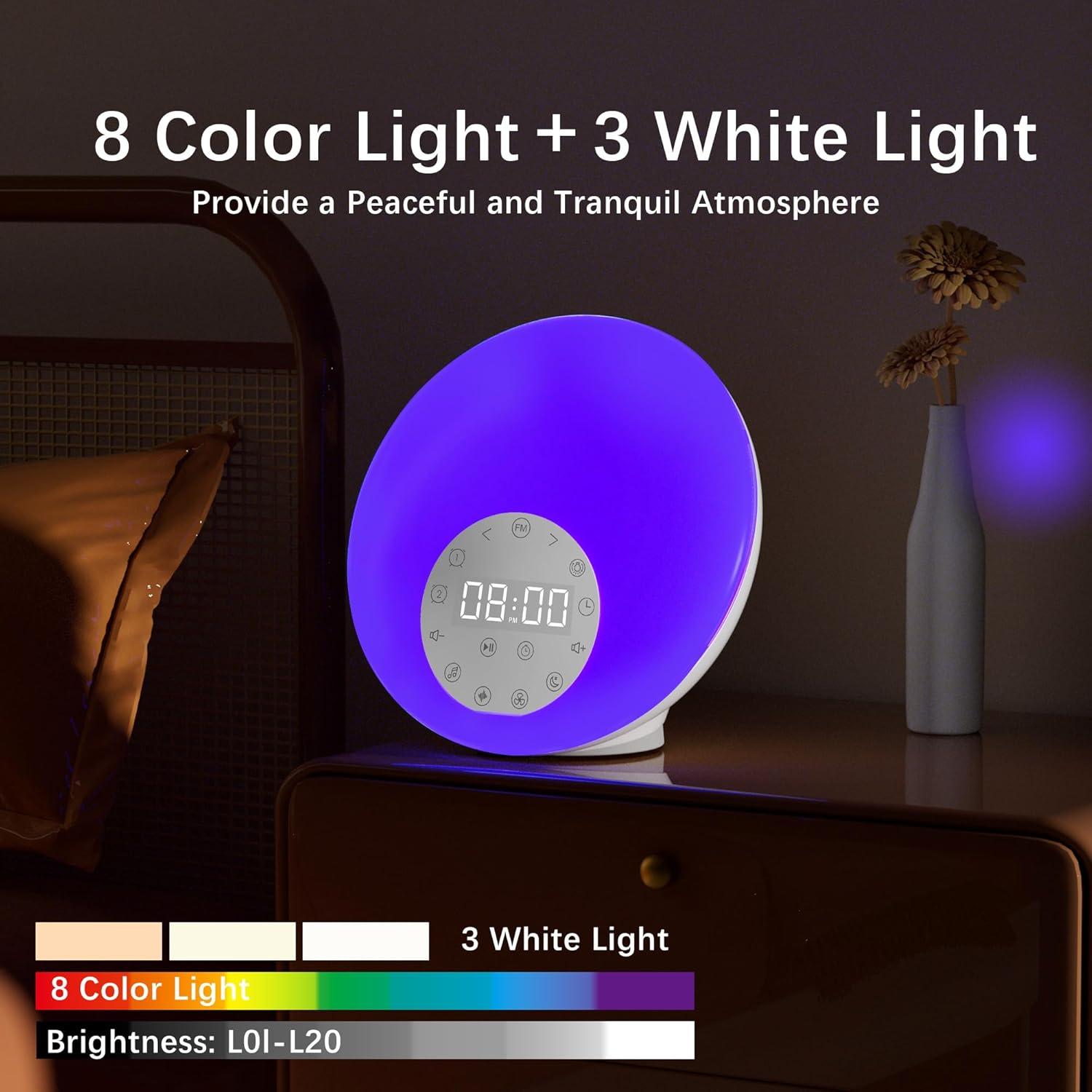 Reloj Despertador ANTDAIS con Luz de Amanecer y Sonidos