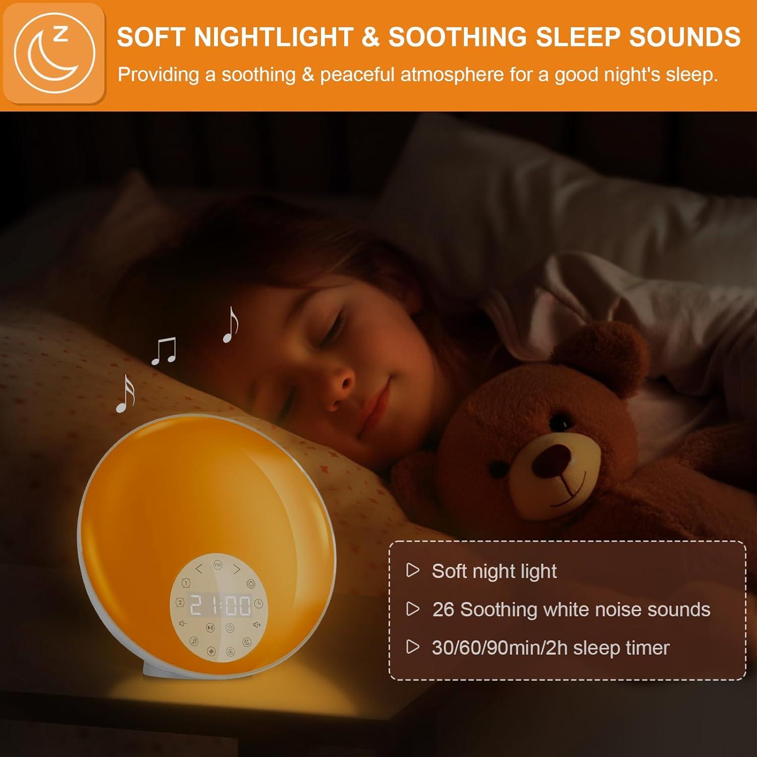 Despertador de Luz de Amanecer ANTDALIS con Radio FM y 26 Sonidos