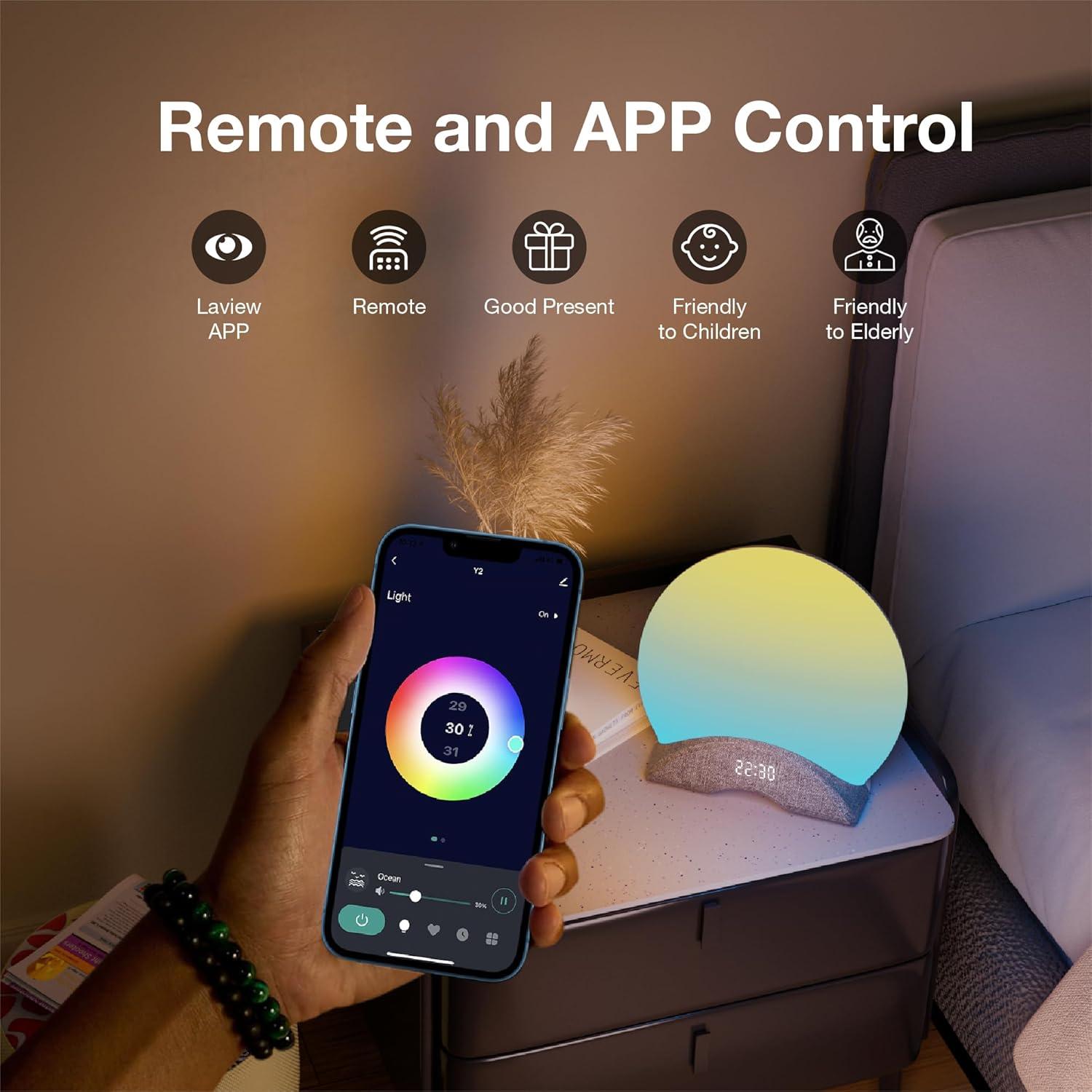 Reloj Despertador LaView con Luz de Amanecer y Sonidos Relajantes