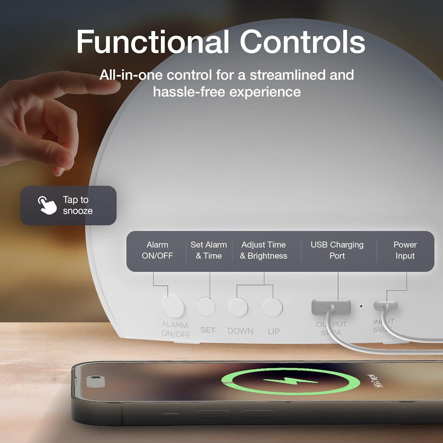 Reloj Despertador Sealy Sunrise con Luz LED y Temperatura