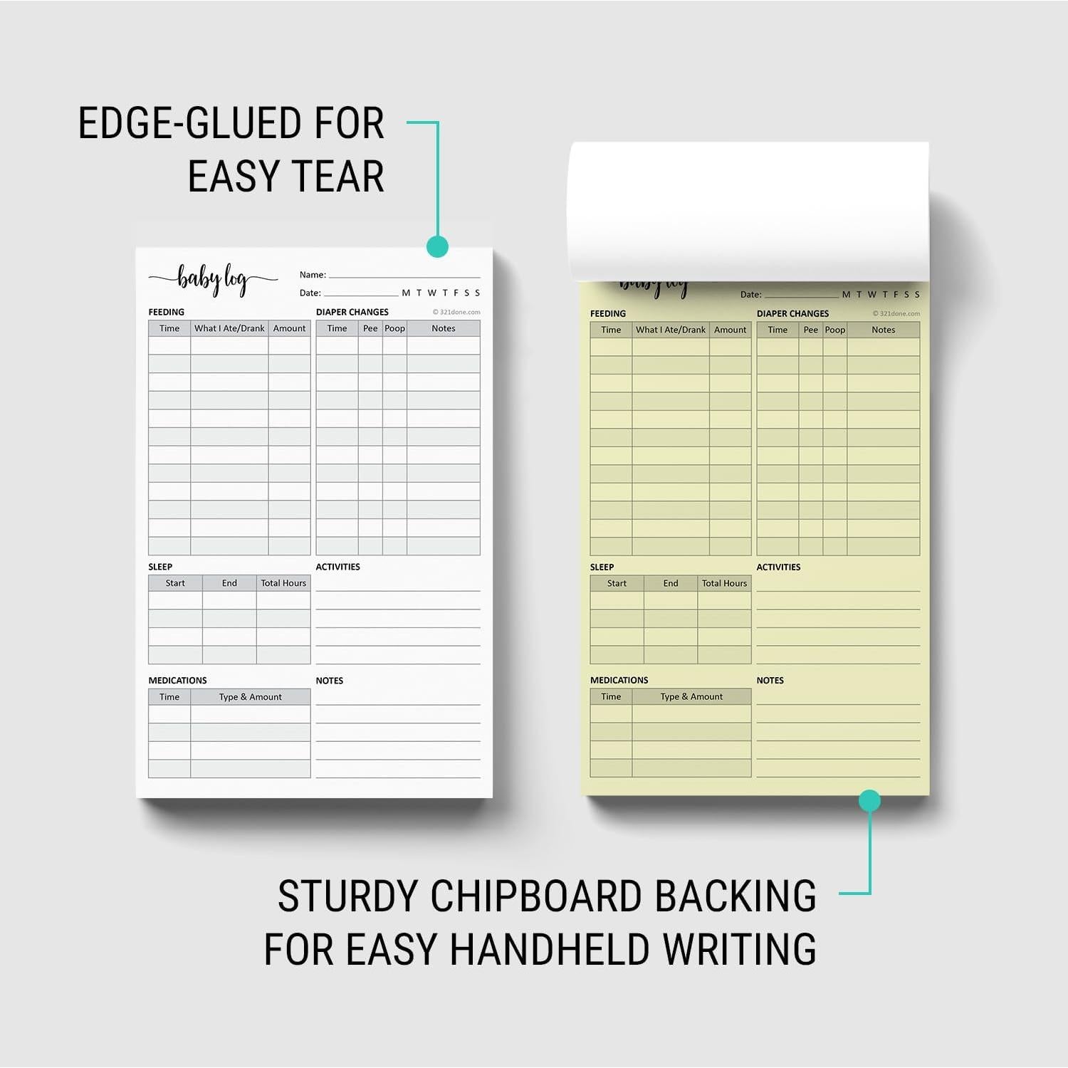 Libro de Registro Diario para Bebés 321Hecho - 50 Conjuntos