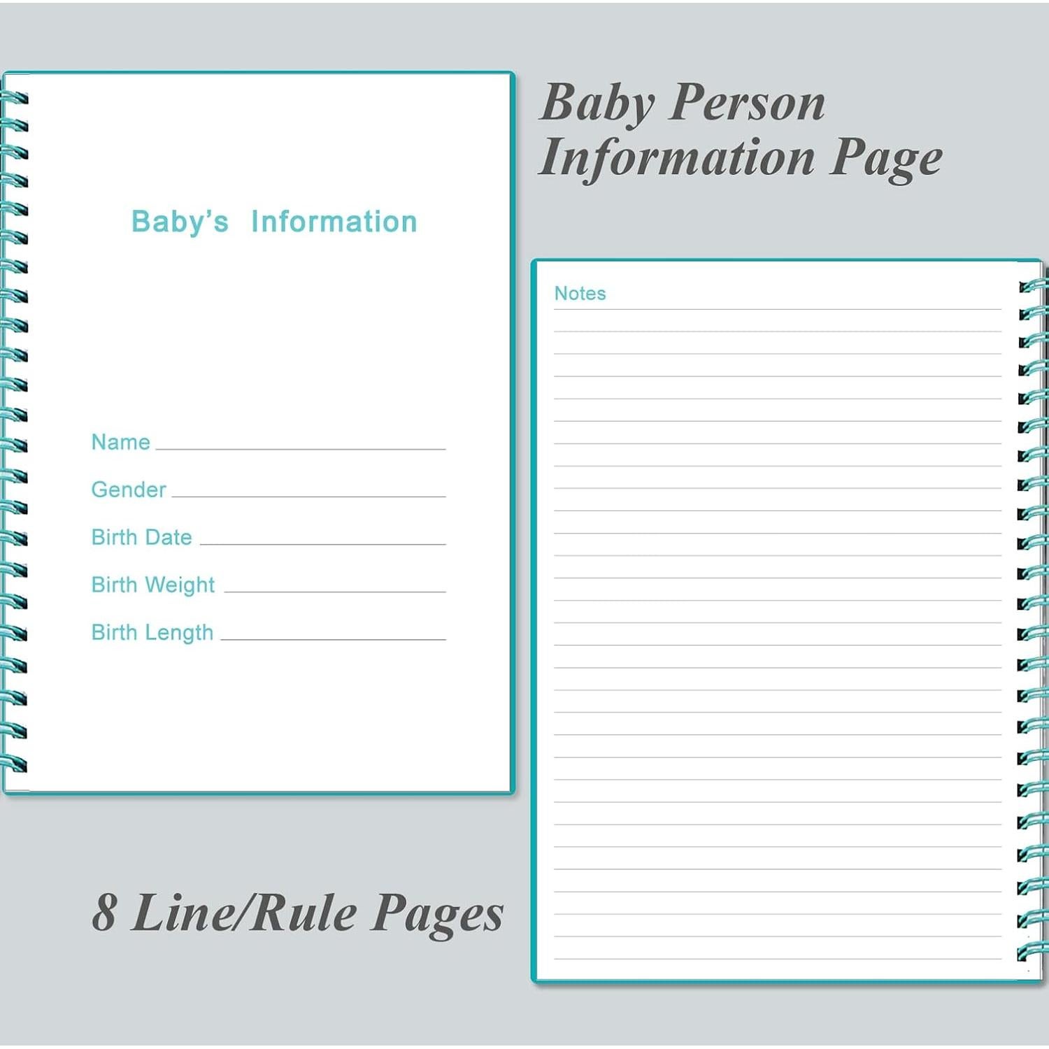 Registro Diario del Bebé Heveboik A5 150 Páginas Verde Azulado