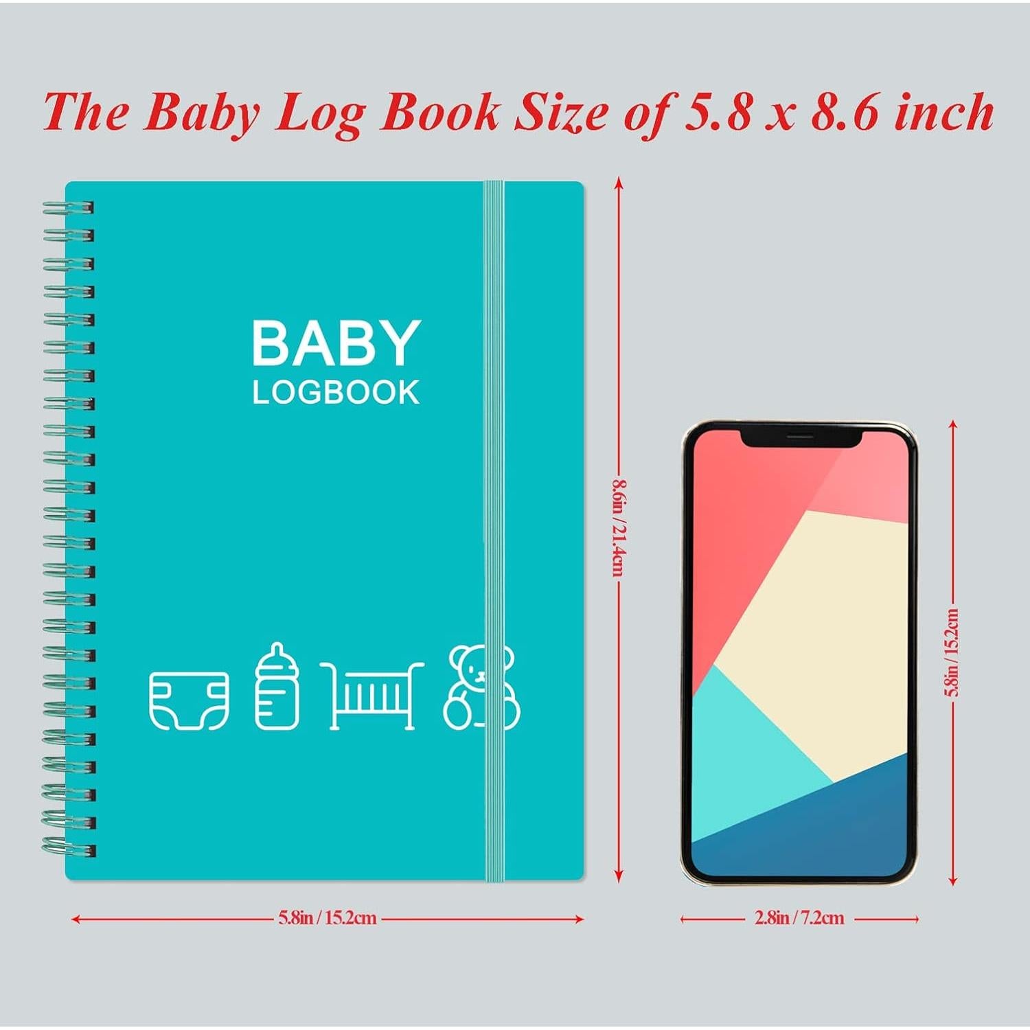 Registro Diario del Bebé Heveboik A5 150 Páginas Verde Azulado