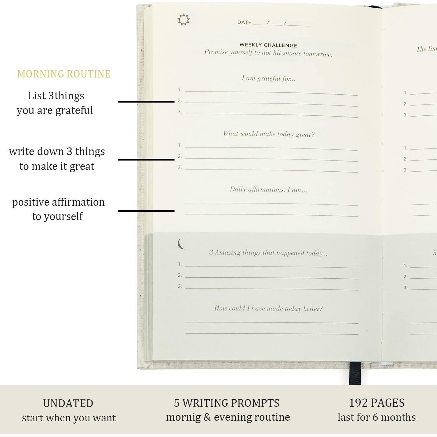 Diario de Gratitud Delfín Sobrio 192 Páginas Beige