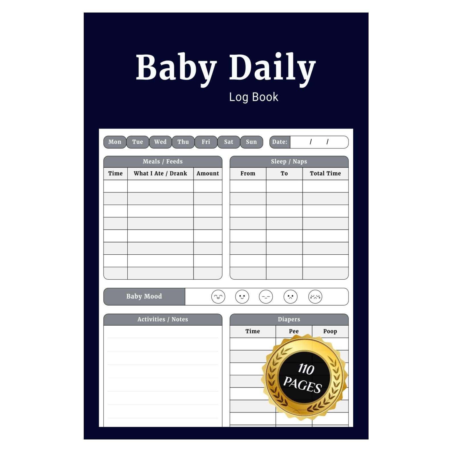 Libro de Registro Diario para Bebés 15x22 cm - Perfect Designs Press