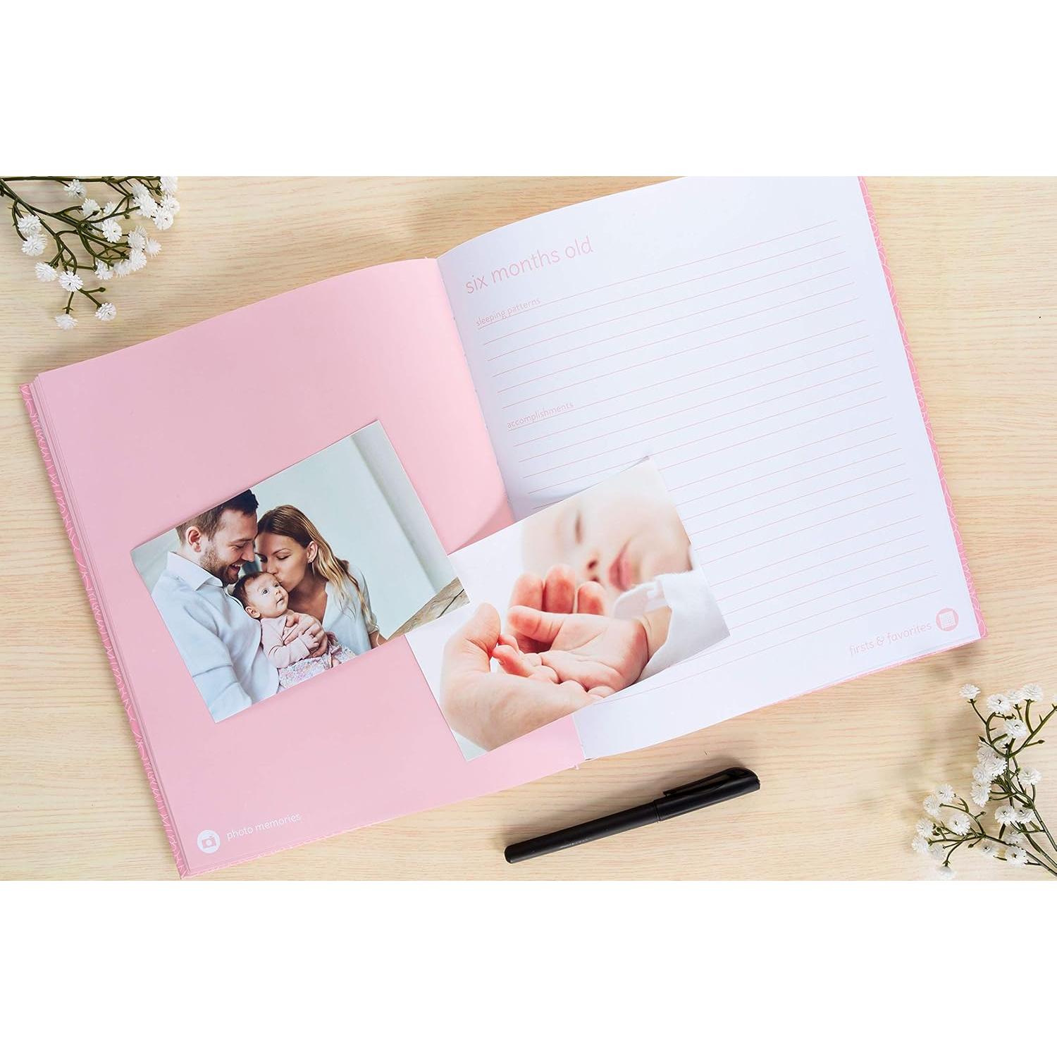 Libro de Recuerdos de Bebé Rosa Pequeñas Flores 60 Páginas