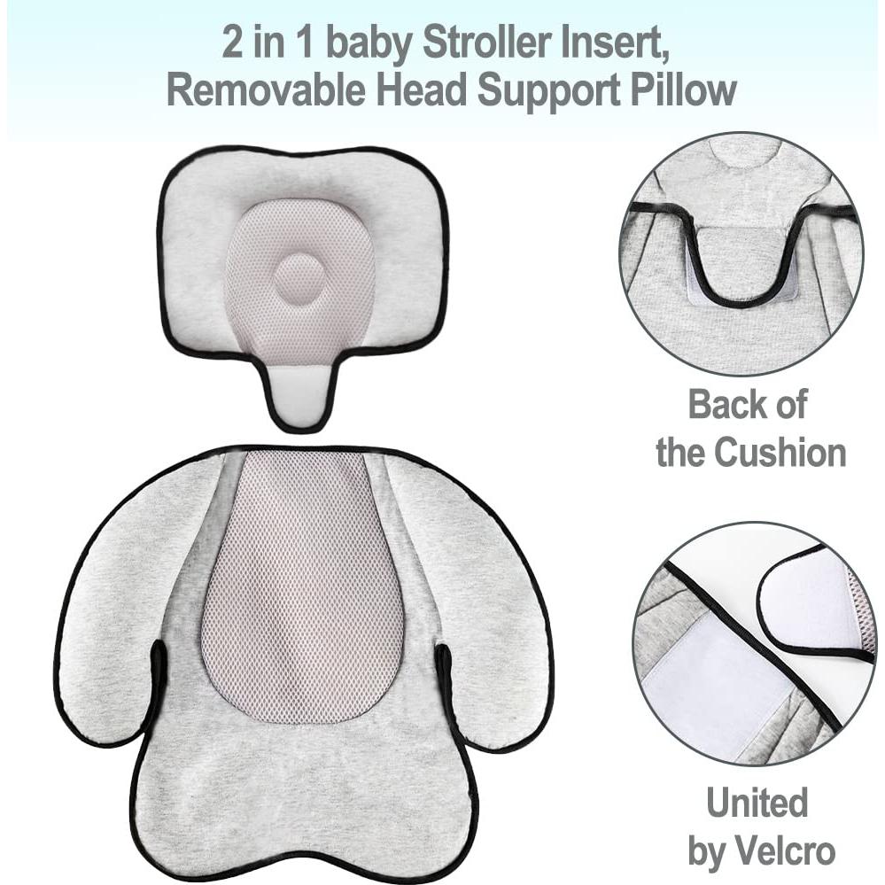 Cojín para Silla de Paseo KAKIBLIN 3 en 1 para Bebés Gris