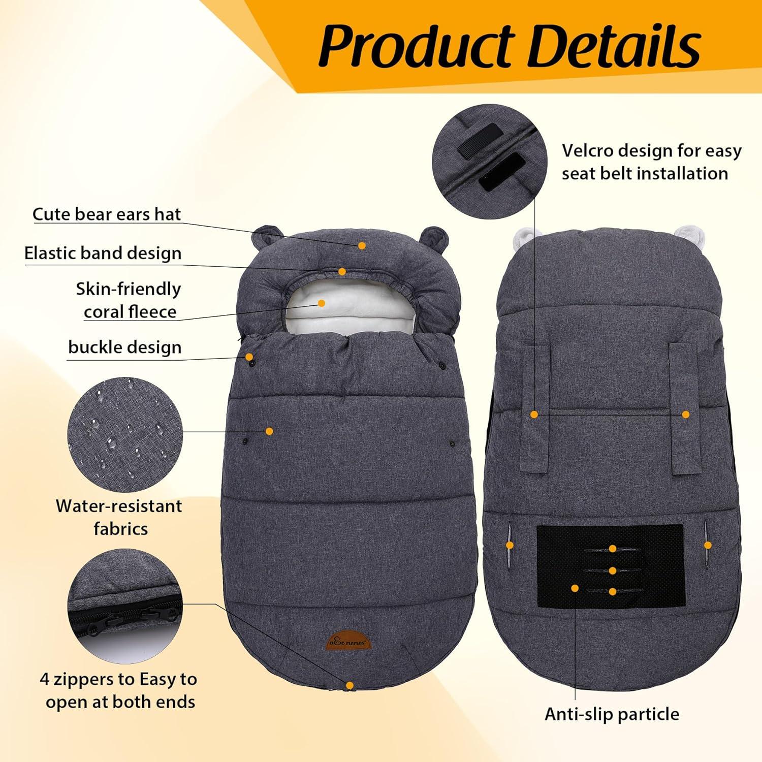 Saco Universal para Cochecito Amo Nenes Gris 76.2x44.5cm Invierno