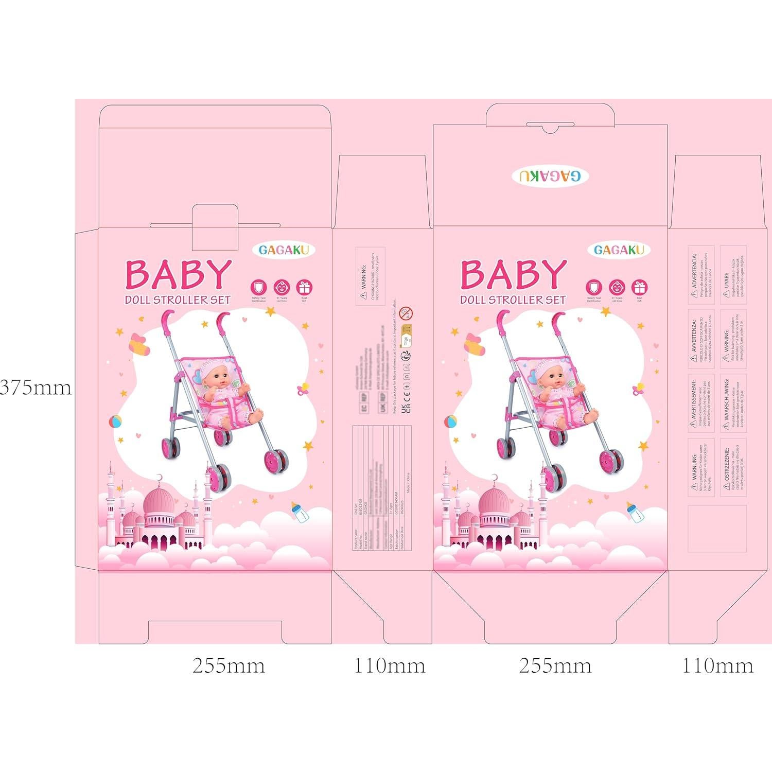 Carrito de Muñeca GAGAKU con Muñeca de 30 cm y Accesorios