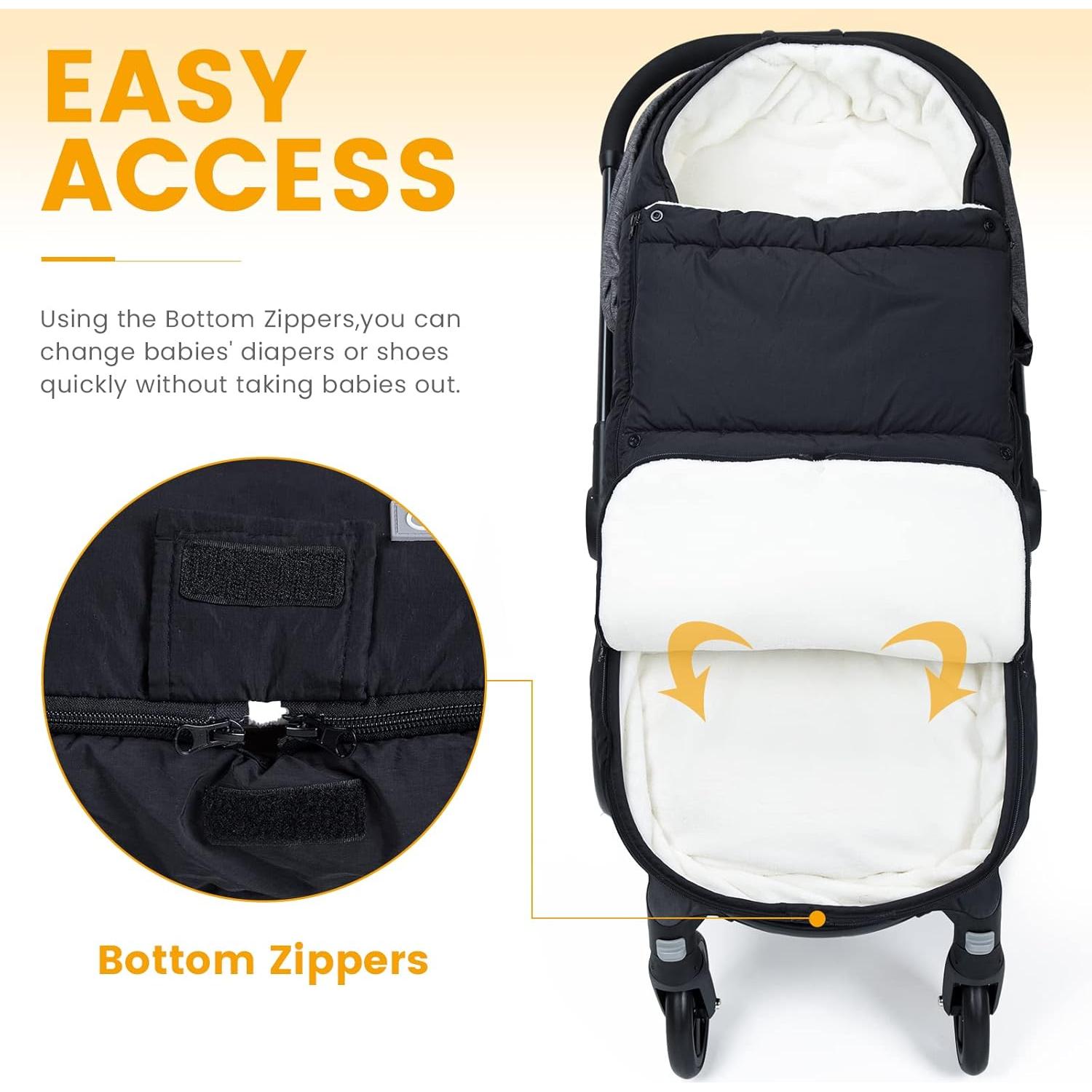 Saco de pies Orzbow negro para cochecito 90x48 cm