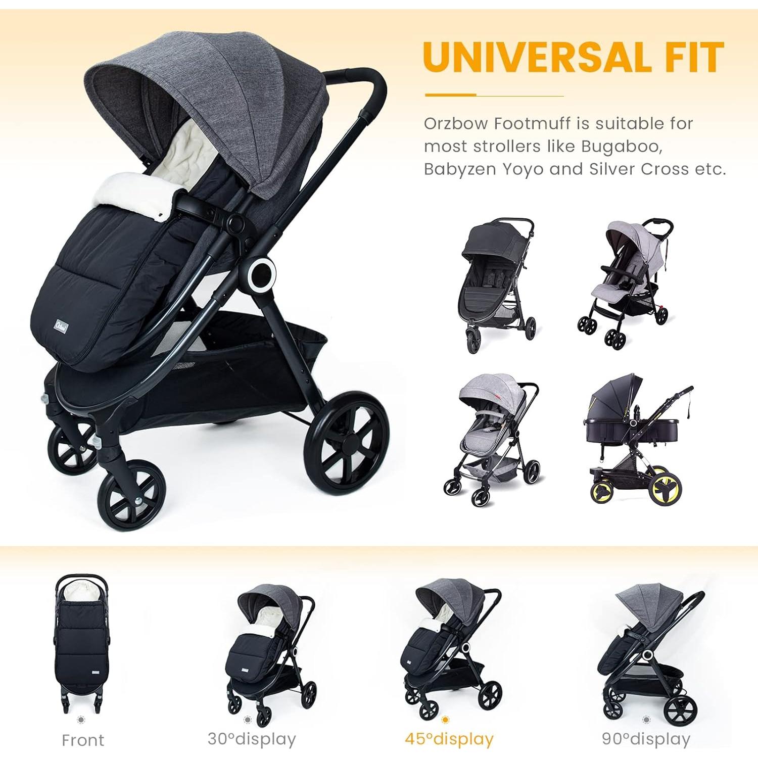 Saco de pies Orzbow negro para cochecito 90x48 cm