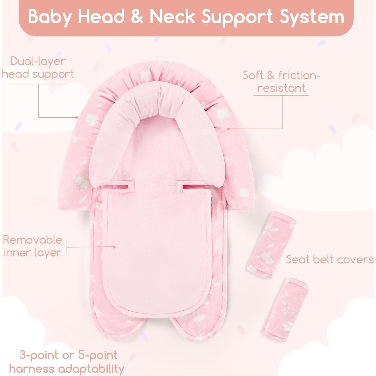 Inserto para Asiento de Auto Bebé Man Fai Sky Rosa 2 en 1