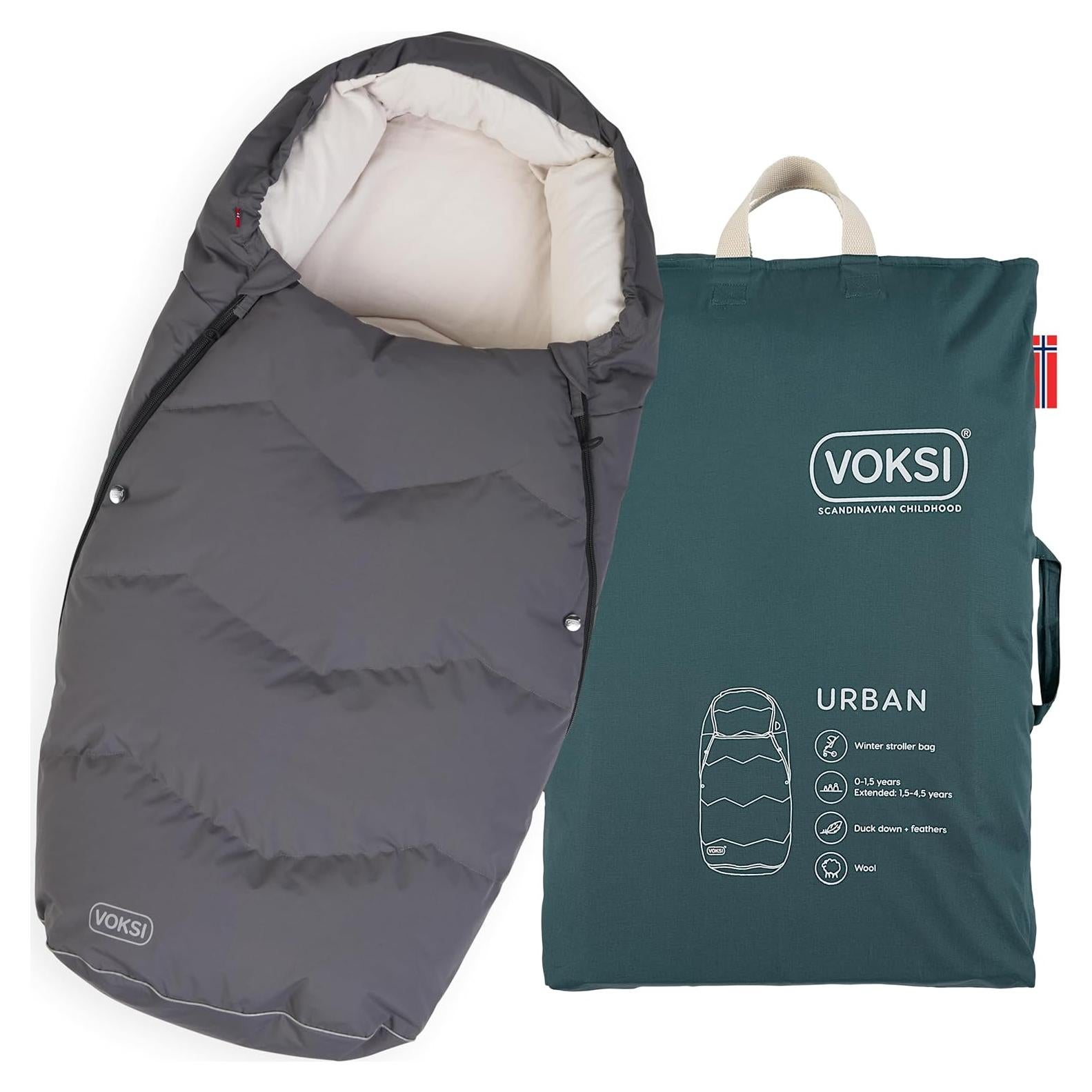 Saco de pies Voksi Urbano 2025, Lana y Plumón, Gris