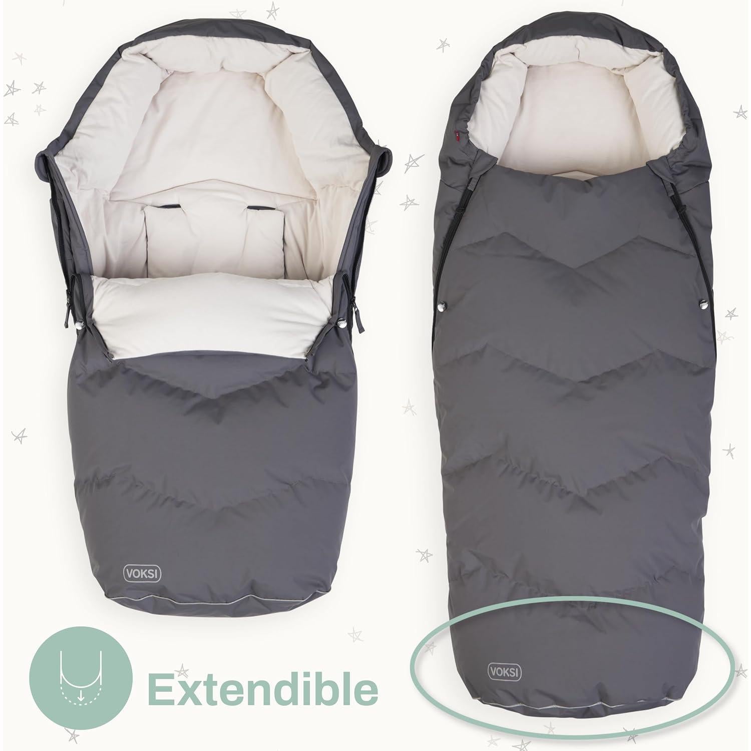 Saco de pies Voksi Urbano 2025, Lana y Plumón, Gris