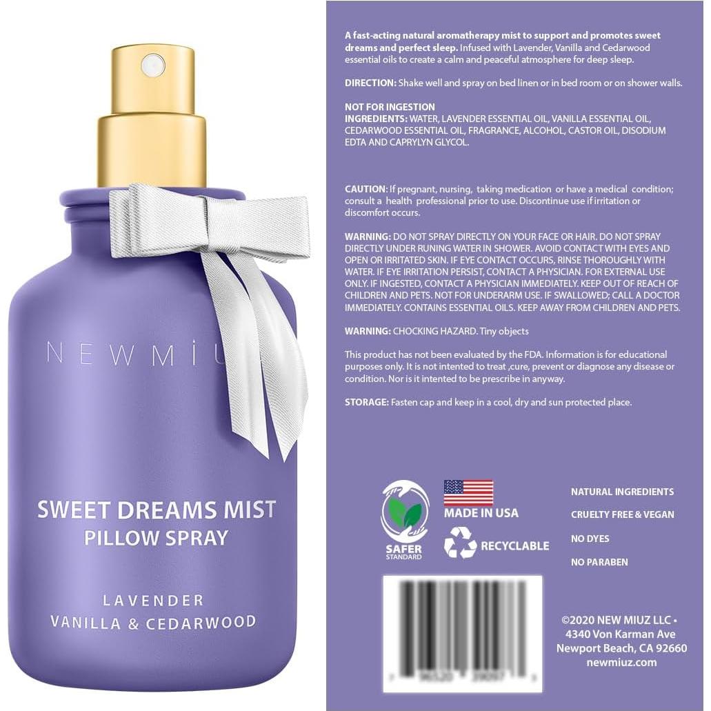 Spray de Almohada Dulces Sueños New Miuz 100ml Lavanda Vainilla