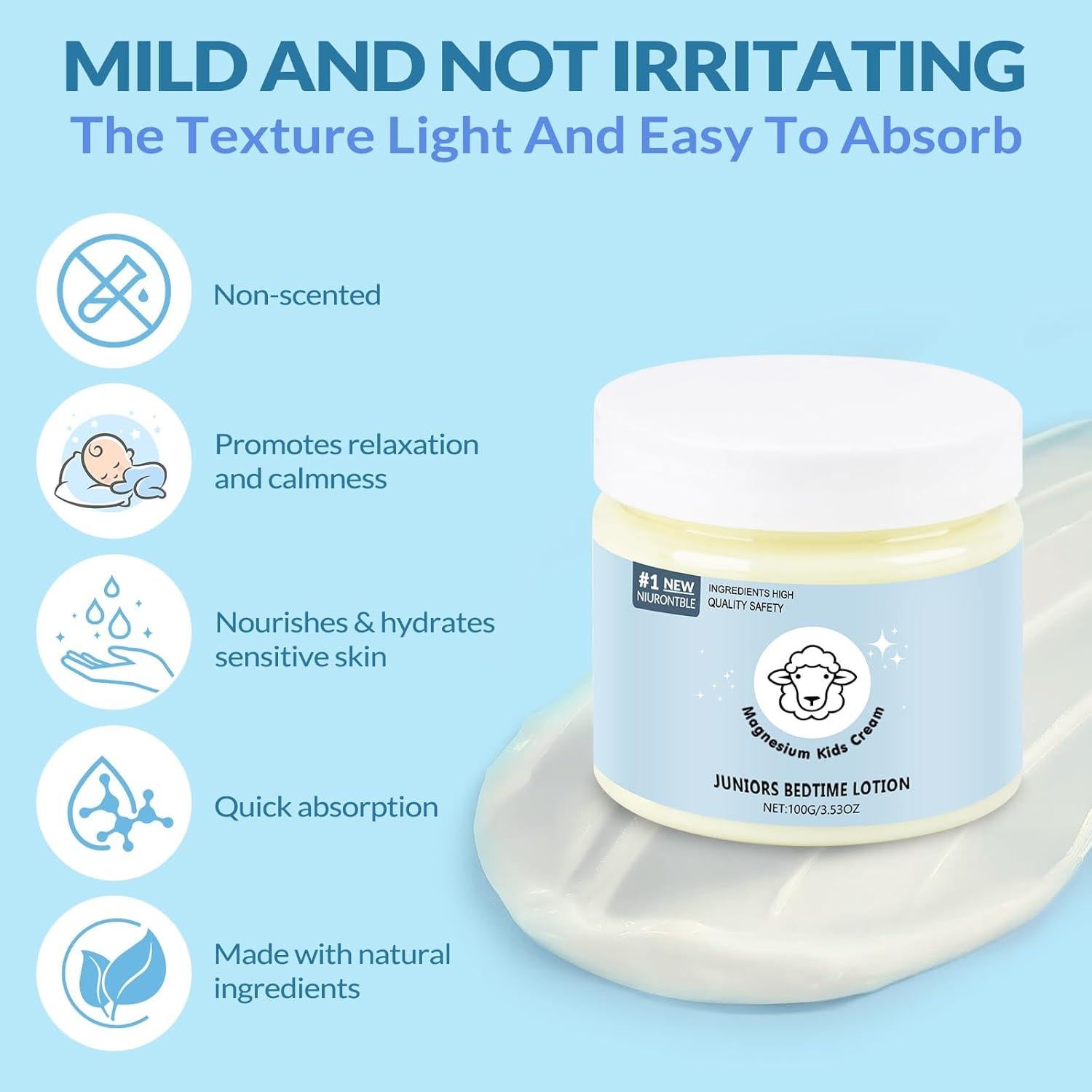 Loción de Magnesio para Niños NIURONTBLE 100g - Relajación y Sueño
