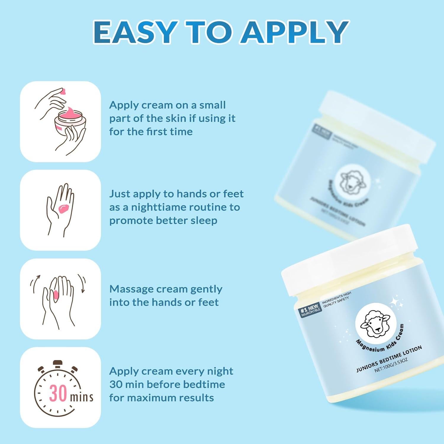 Loción de Magnesio para Niños NIURONTBLE 100g - Relajación y Sueño