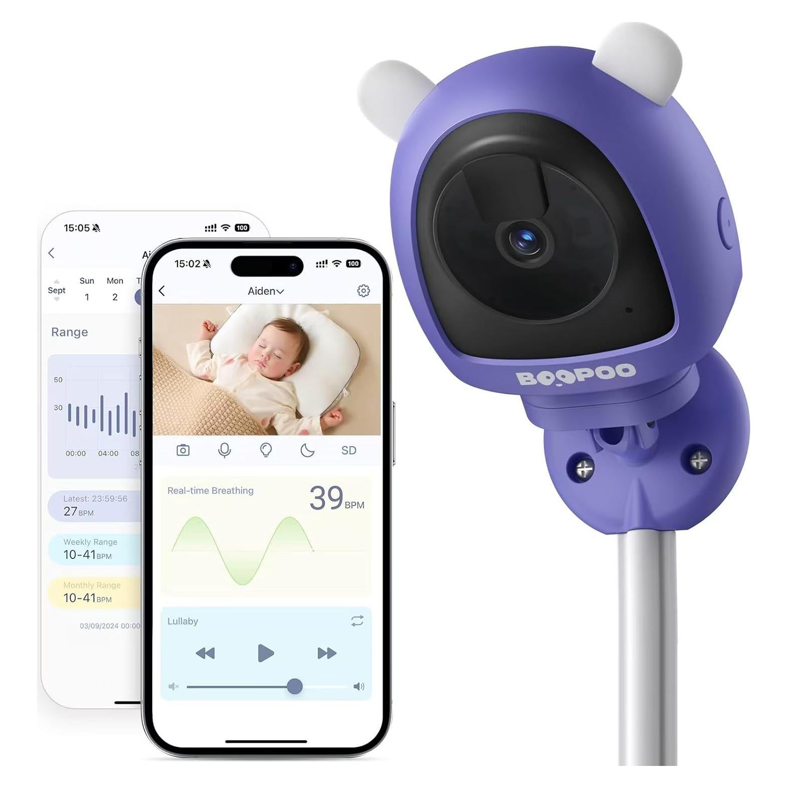 Cámara de Monitoreo de Bebés BOOPOO 2K HD Sin Contacto