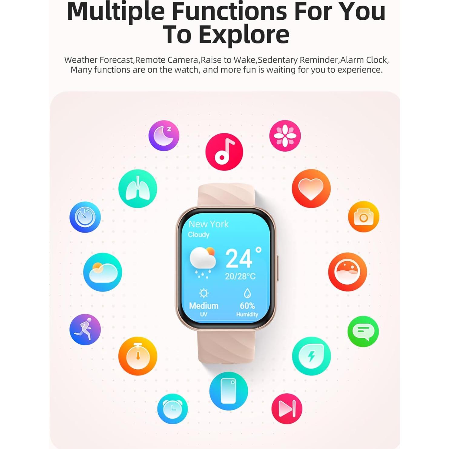 Reloj Inteligente Parsonver 5ATM Oro Rosa, 110 Modos Deportivos