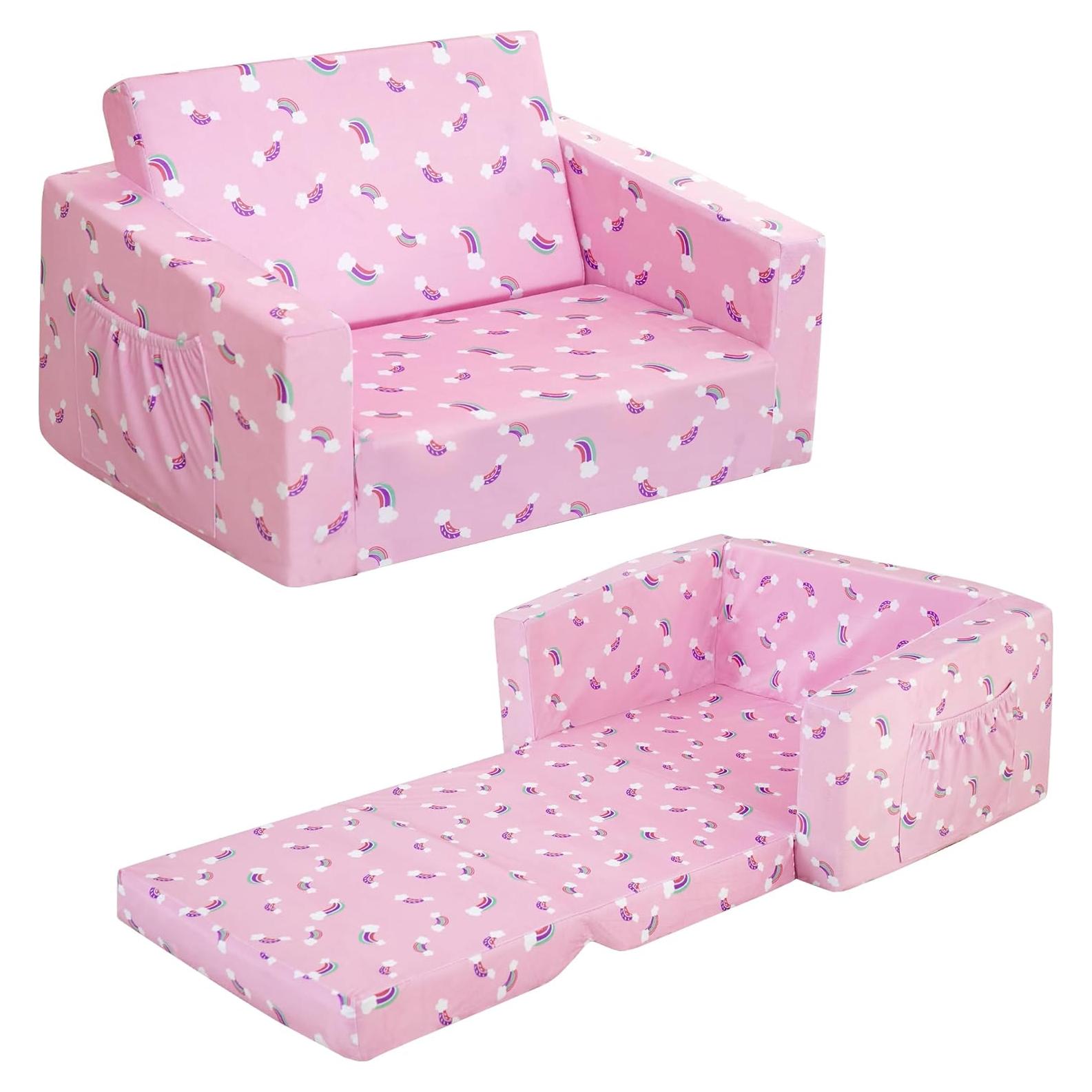 Sofá Cama para Niños MallBest Rosa/Rainbow 2 en 1