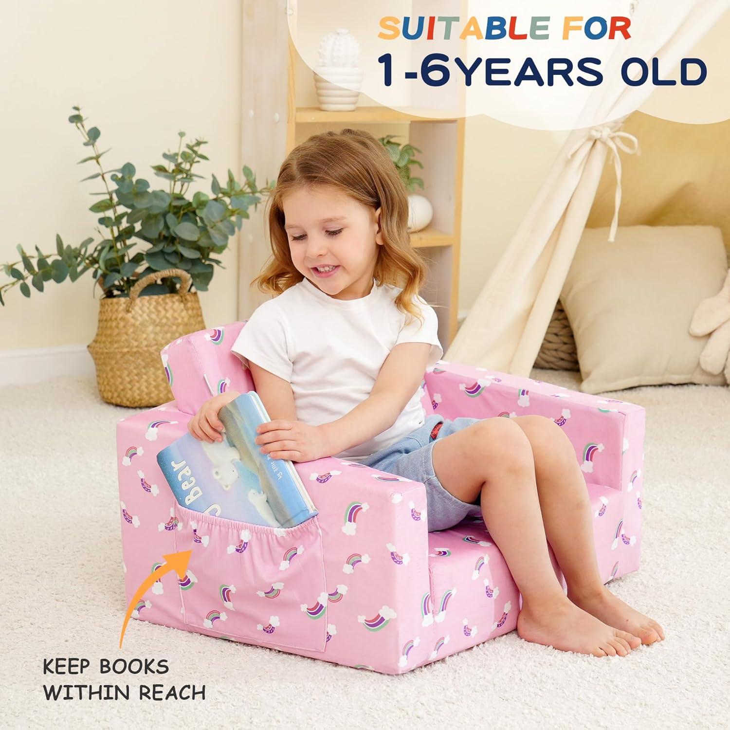 Sofá Cama para Niños MallBest Rosa/Rainbow 2 en 1