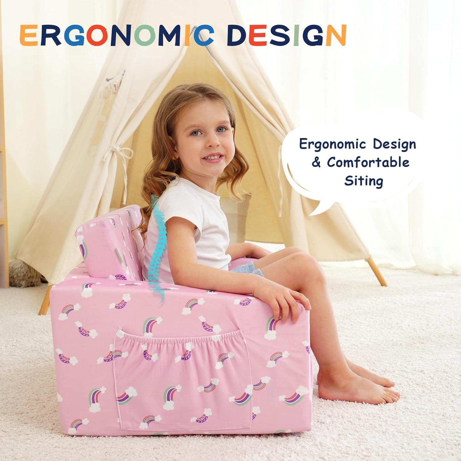 Sofá Cama para Niños MallBest Rosa/Rainbow 2 en 1