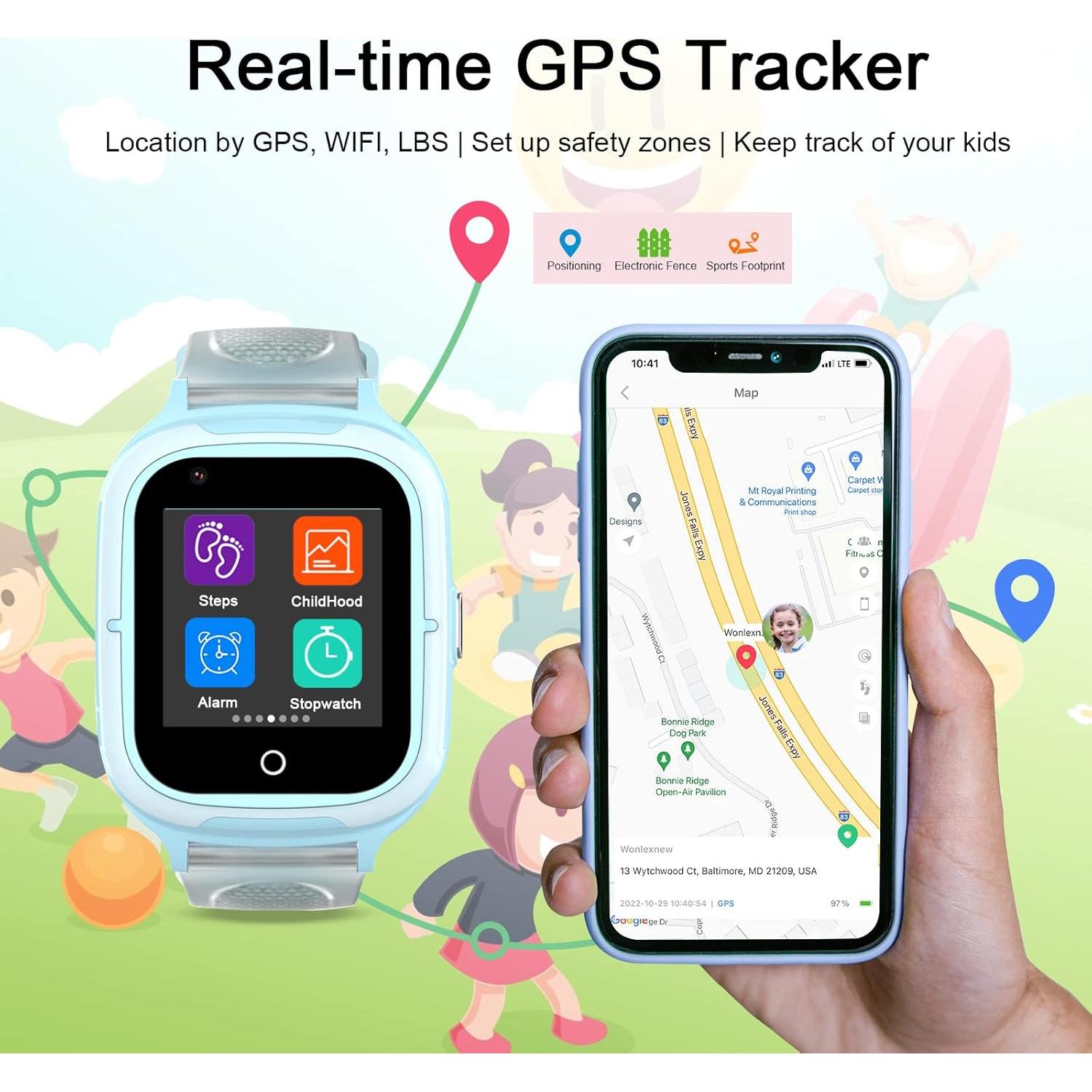 Reloj Inteligente 4G para Niños Wonlex KT23 Azul GPS