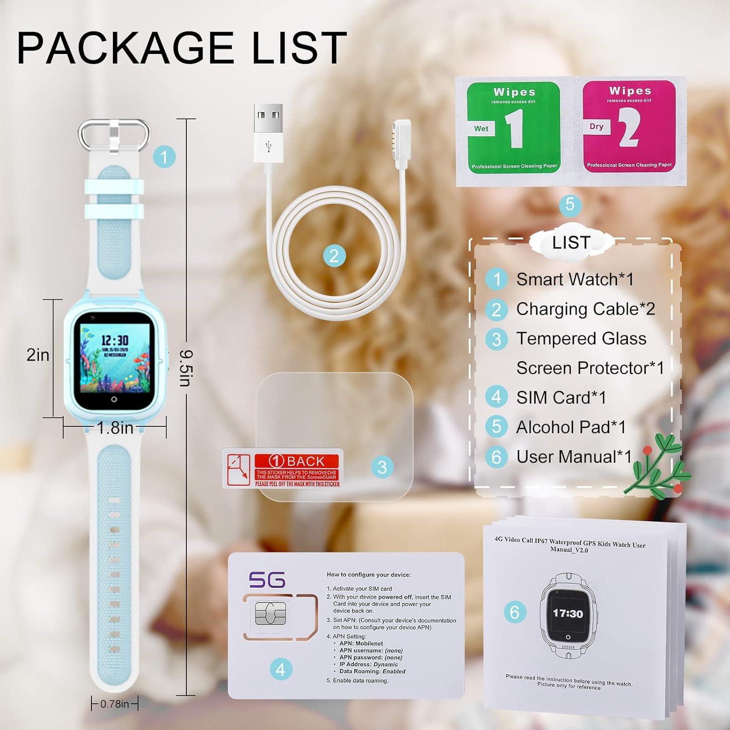 Reloj Inteligente 4G para Niños Wonlex KT23 Azul GPS