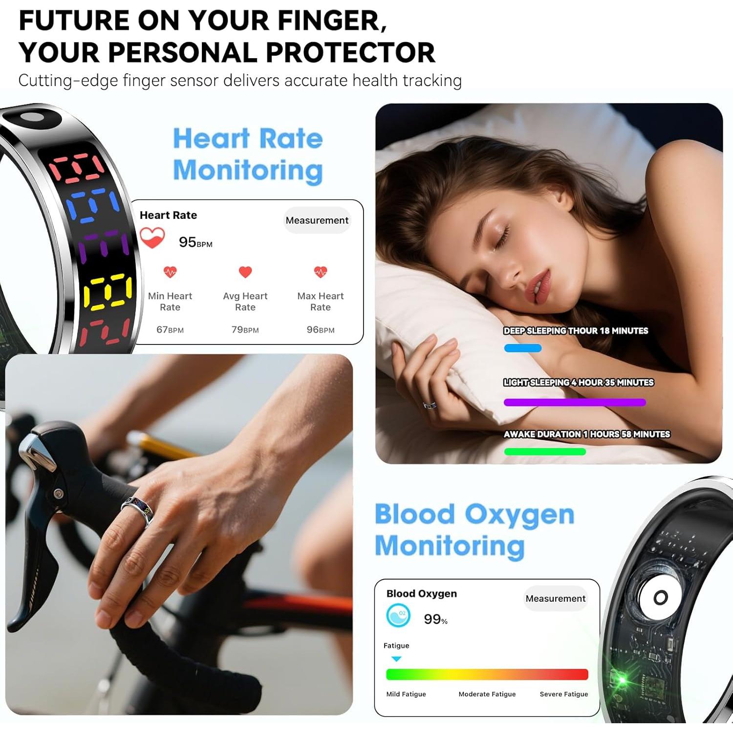 Anillo Inteligente Hivisuals #11 con Pantalla Color y Monitoreo de Salud