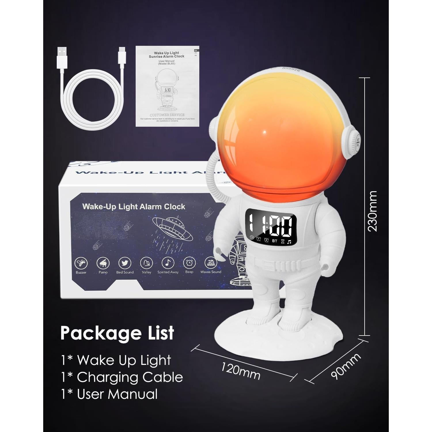 Reloj Despertador Luz de Amanecer AMIR con Bluetooth y Doble Alarma