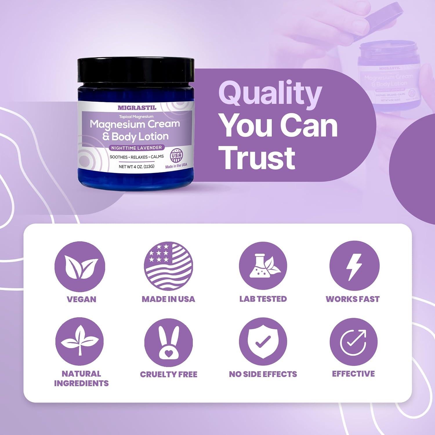 Crema de Magnesio Nocturna Vegana Basic Vigor 250mg Lavanda