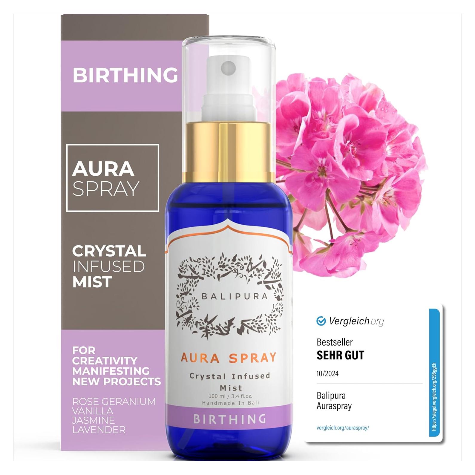 Spray de Aura para el Parto Balipura - Aceites Esenciales y Gemas