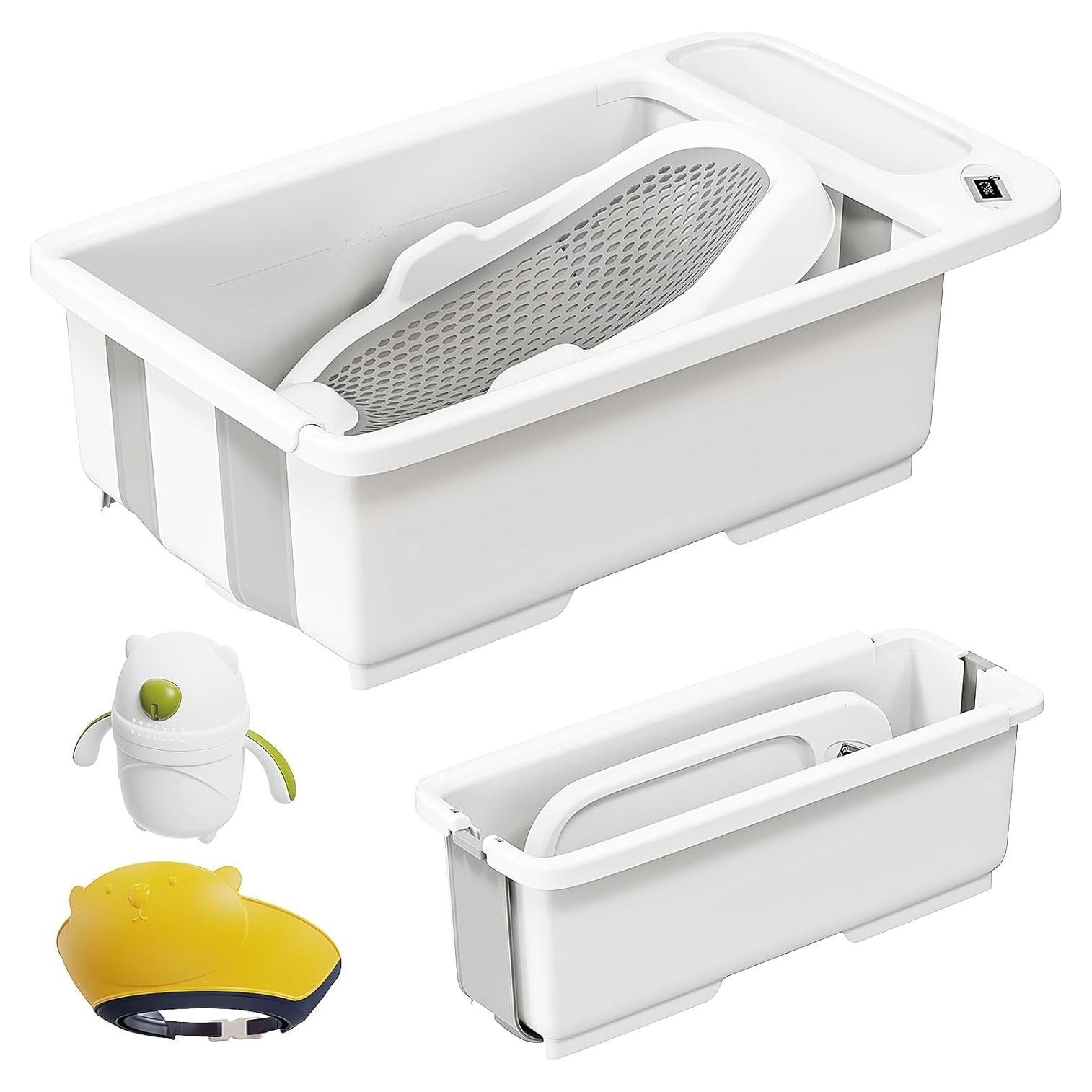 Bañera Plegable para Bebés SRGAFIX con Termómetro y Soporte