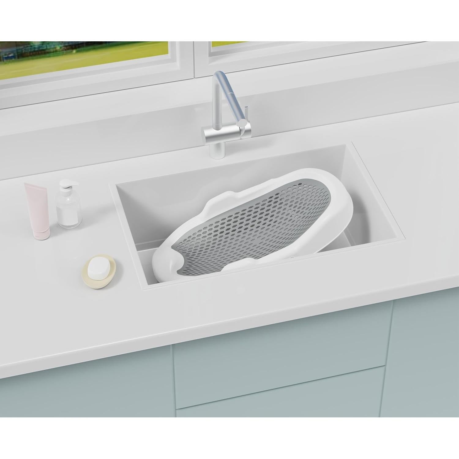 Bañera Plegable para Bebés SRGAFIX con Termómetro y Soporte